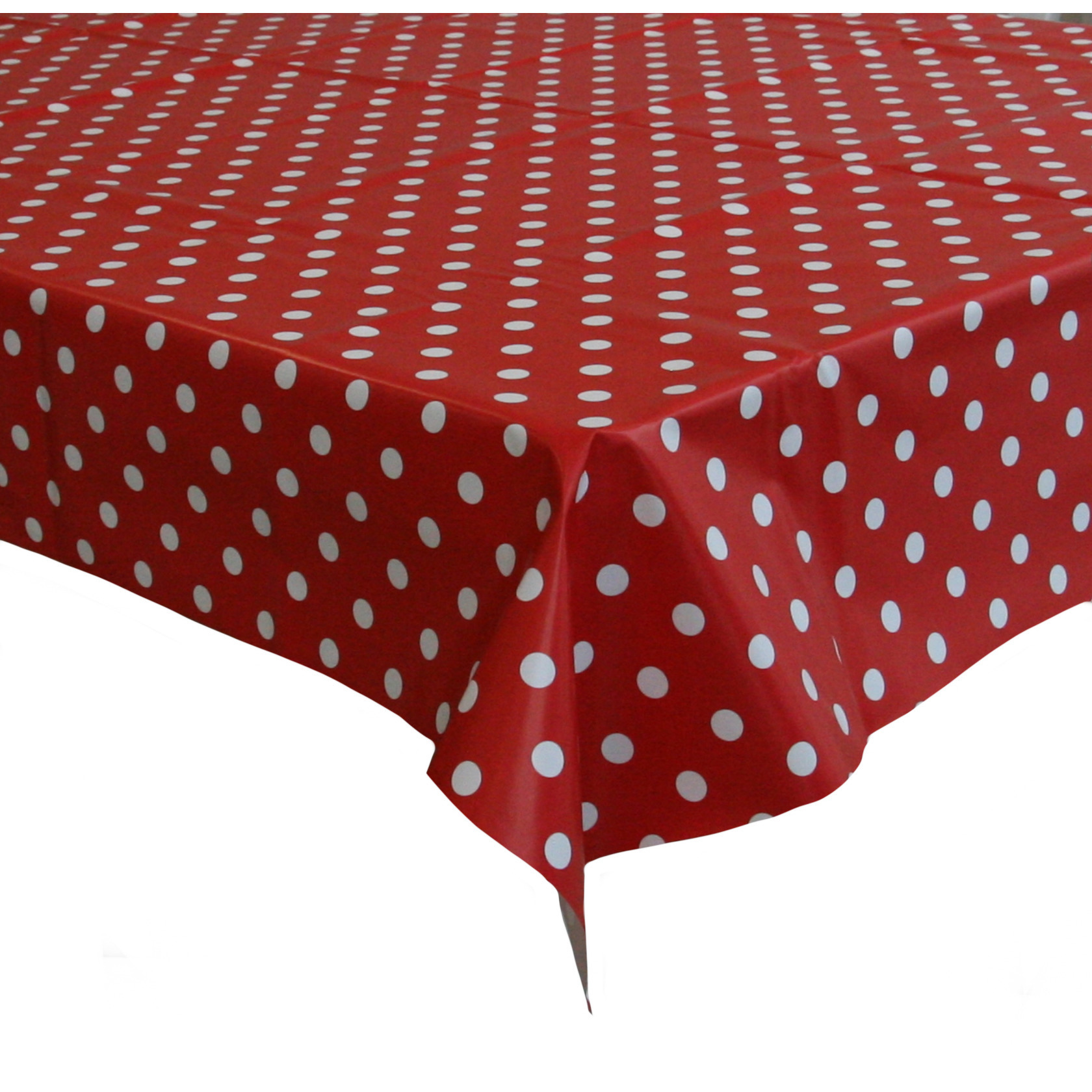 Bellatio Design Tafelzeil/tafelkleed rood met witte stippen x 220 cm -