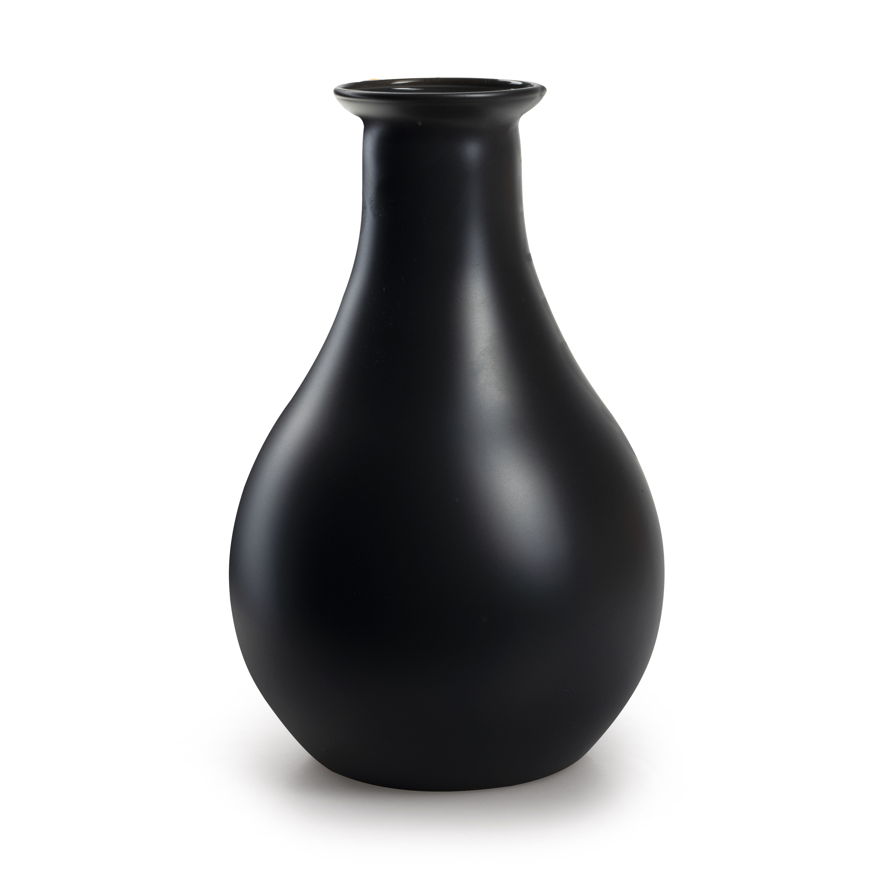 Jodeco Bloemenvaas Theresa - mat zwart - eco duurzaam glas - D15 x H25 cm - Sierlijk -