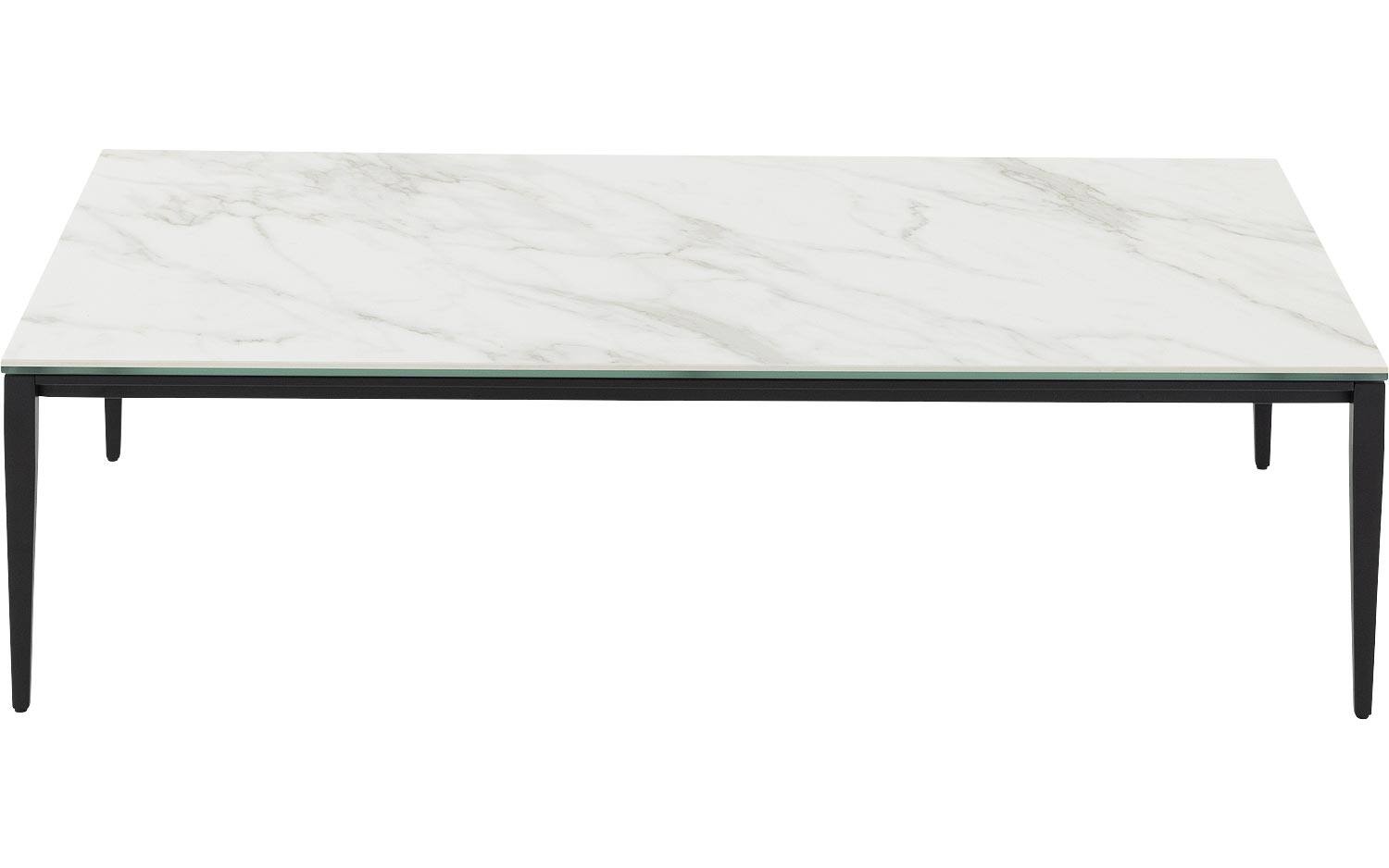 Goossens Salontafel Dexter rechthoekig, keramiek wit, elegant chic, 130 x 35 x 70 cm