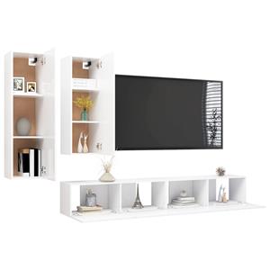 vidaXL Kleiderschrank 4-tlg TV-Schrank-Set Weiß Spanplatte