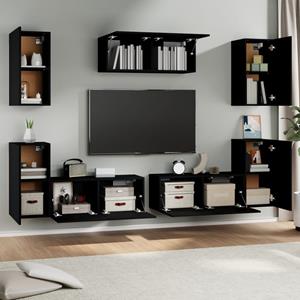 vidaXL TV-Schrank 7-tlg. TV-Schrank-Set Schwarz Holzwerkstoff (7-St)