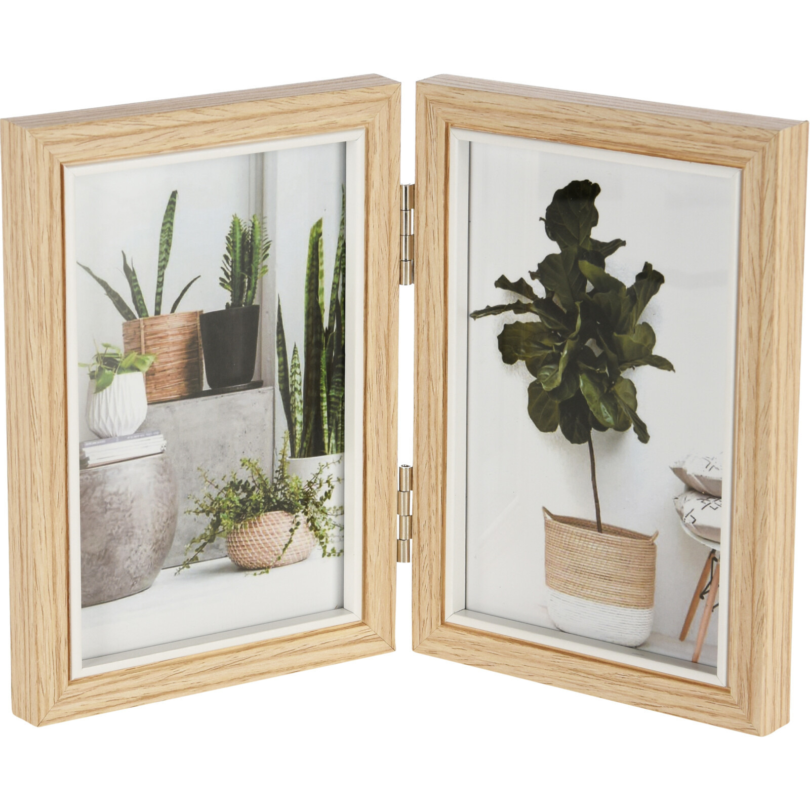 Merkloos Dubbele houten fotolijst geschikt voor twee foto van 10 x 15 cm -