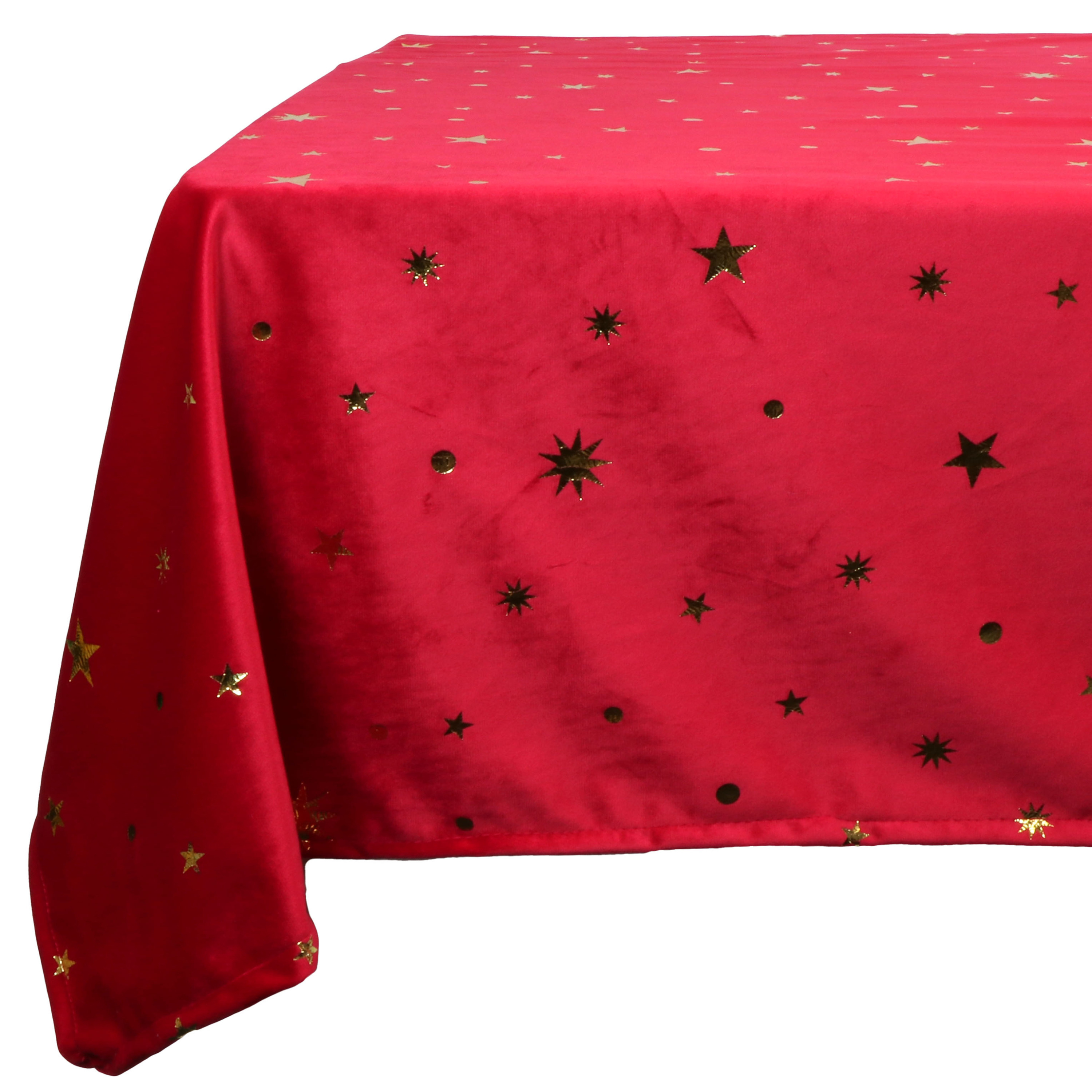 Unique Living tafelkleed kerst -rood met gouden sterren -250 x 150cm -