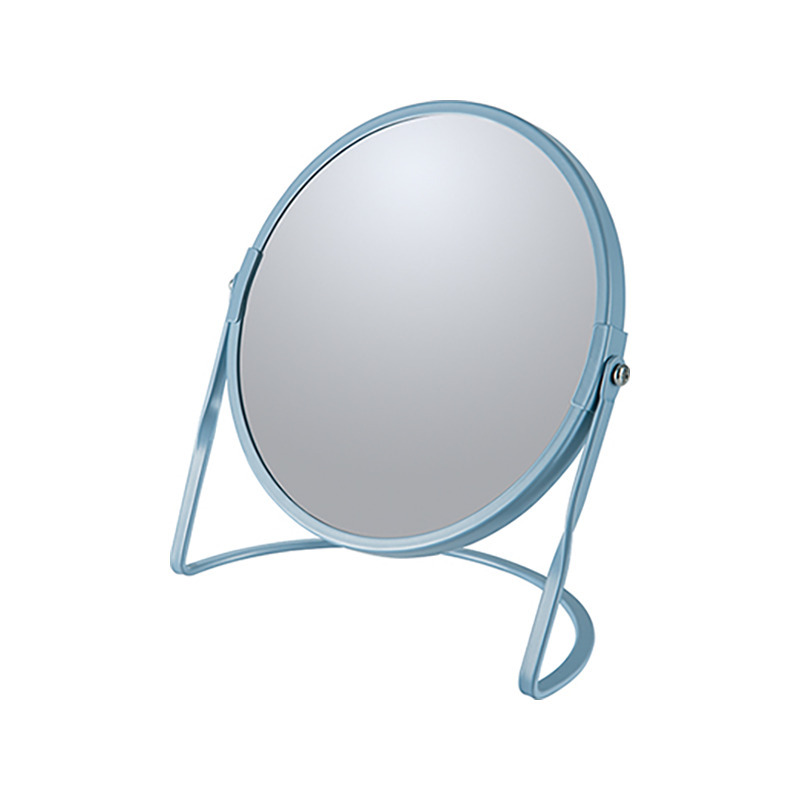 Spirella Make-up spiegel Cannes - 5x zoom - metaal - 18 x 20 cm - blauw - dubbelzijdig -