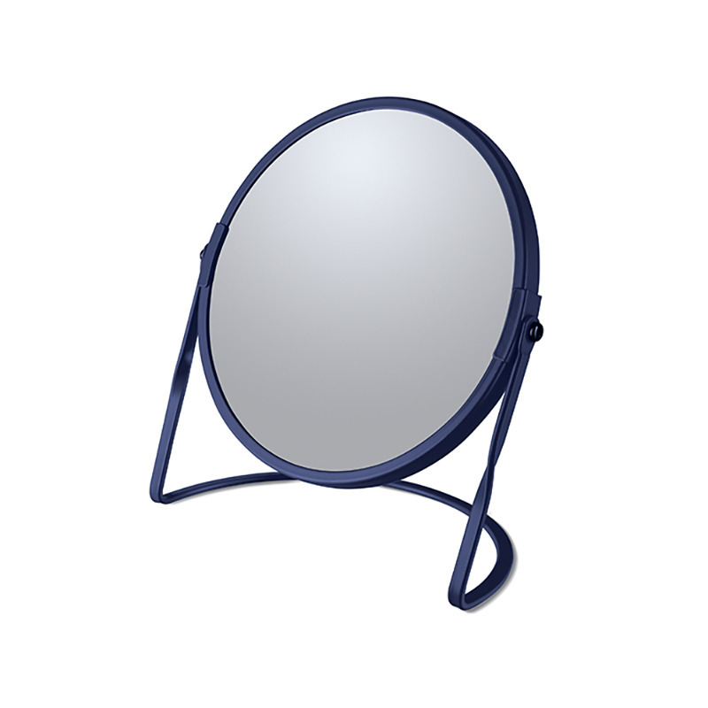 Spirella Make-up spiegel Cannes - 5x zoom - metaal - 18 x 20 cm - donkerblauw - dubbelzijdig -