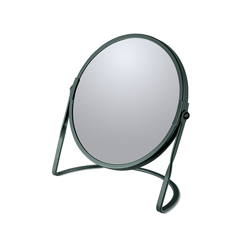 Spirella Make-up spiegel Cannes - 5x zoom - metaal - 18 x 20 cm - donkergroen - dubbelzijdig -