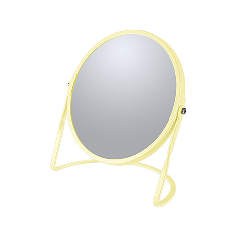 Spirella Make-up spiegel Cannes - 5x zoom - metaal - 18 x 20 cm - geel - dubbelzijdig -