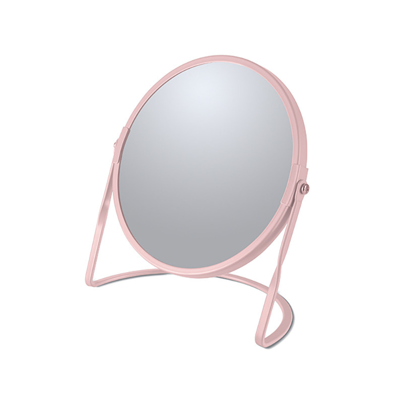Spirella Make-up spiegel Cannes - 5x zoom - metaal - 18 x 20 cm - lichtroze - dubbelzijdig -