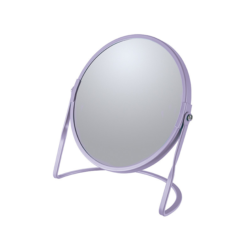Spirella Make-up spiegel Cannes - 5x zoom - metaal - 18 x 20 cm - lila paars - dubbelzijdig -