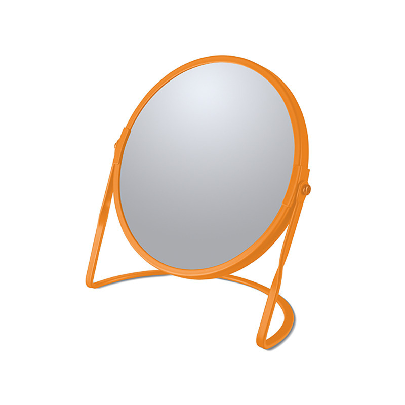 Spirella Make-up spiegel Cannes - 5x zoom - metaal - 18 x 20 cm - oranje - dubbelzijdig -