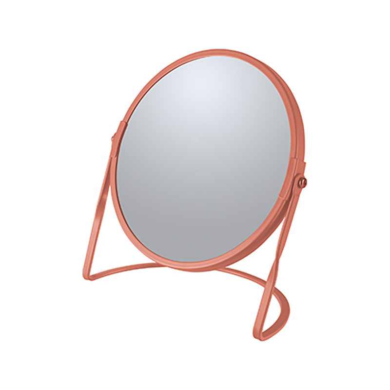 Spirella Make-up spiegel Cannes - 5x zoom - metaal - 18 x 20 cm - terracotta - dubbelzijdig -