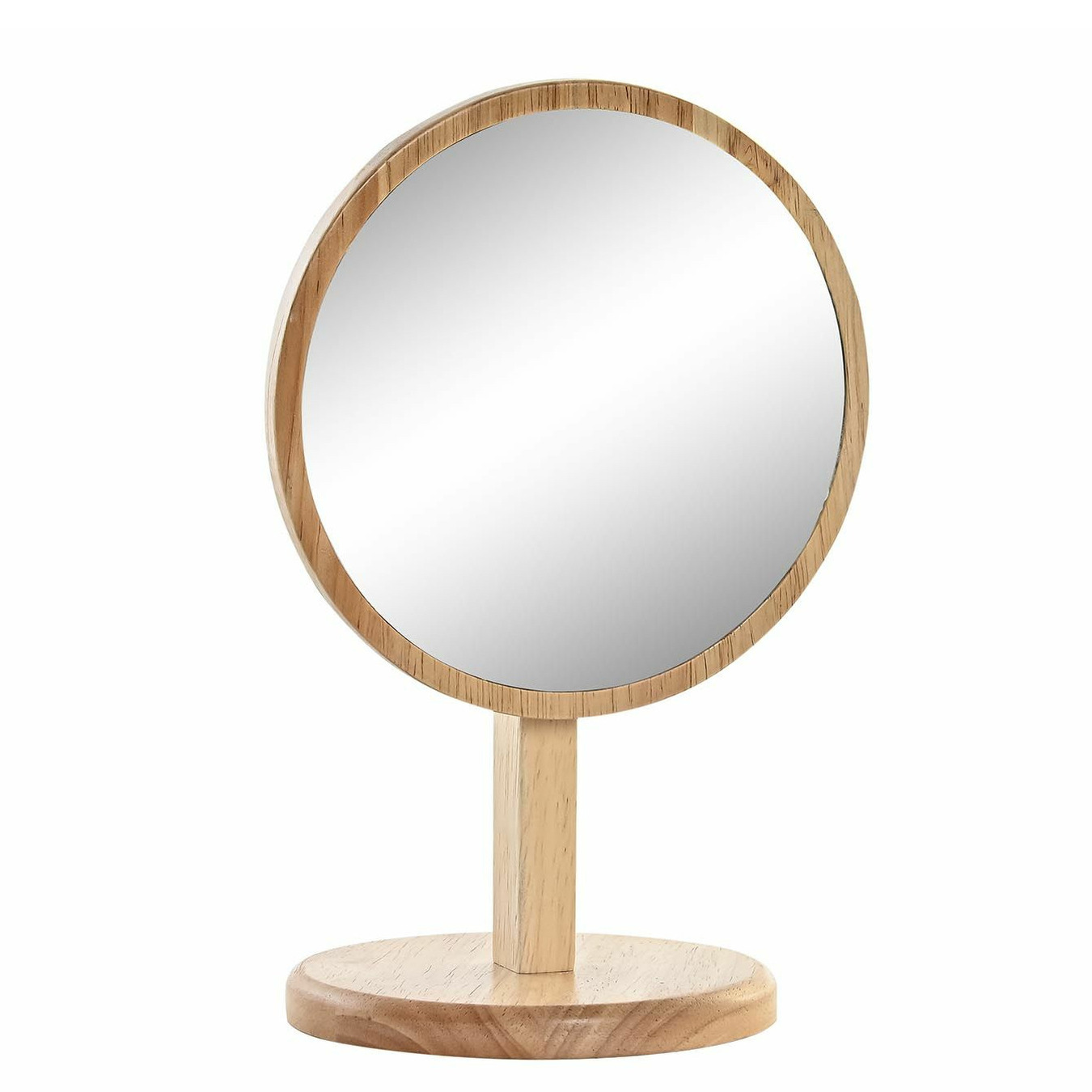 Items Make-up spiegel op standaard bamboe H22 en D15 cm -