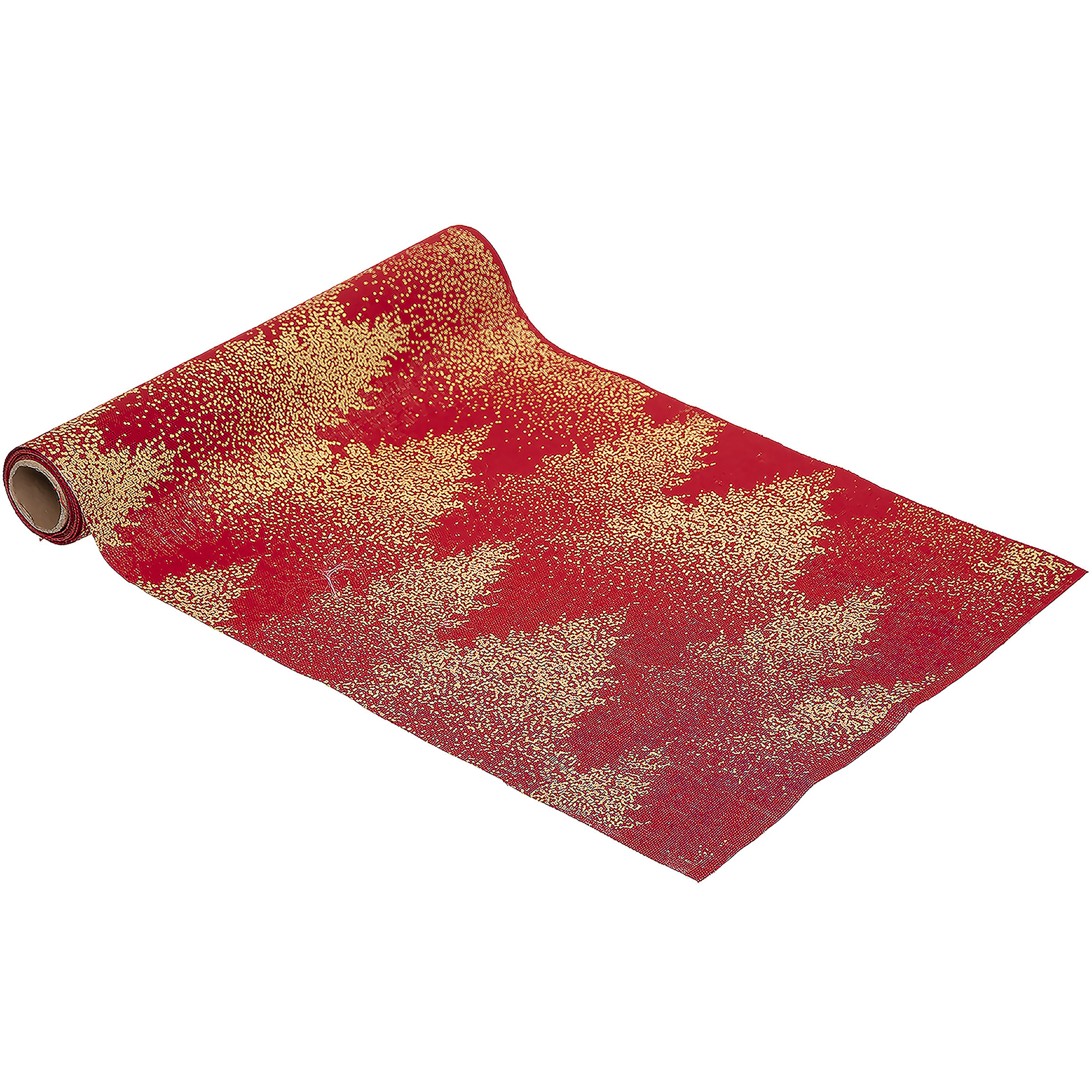 Atmosphera kerst tafelloper - rood/goud - 28 x 300 cm - polyester -