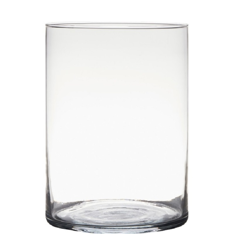 Hakbijl Glass Transparante home-basics cilinder vorm vaas/vazen van glas 25 x 18 cm -