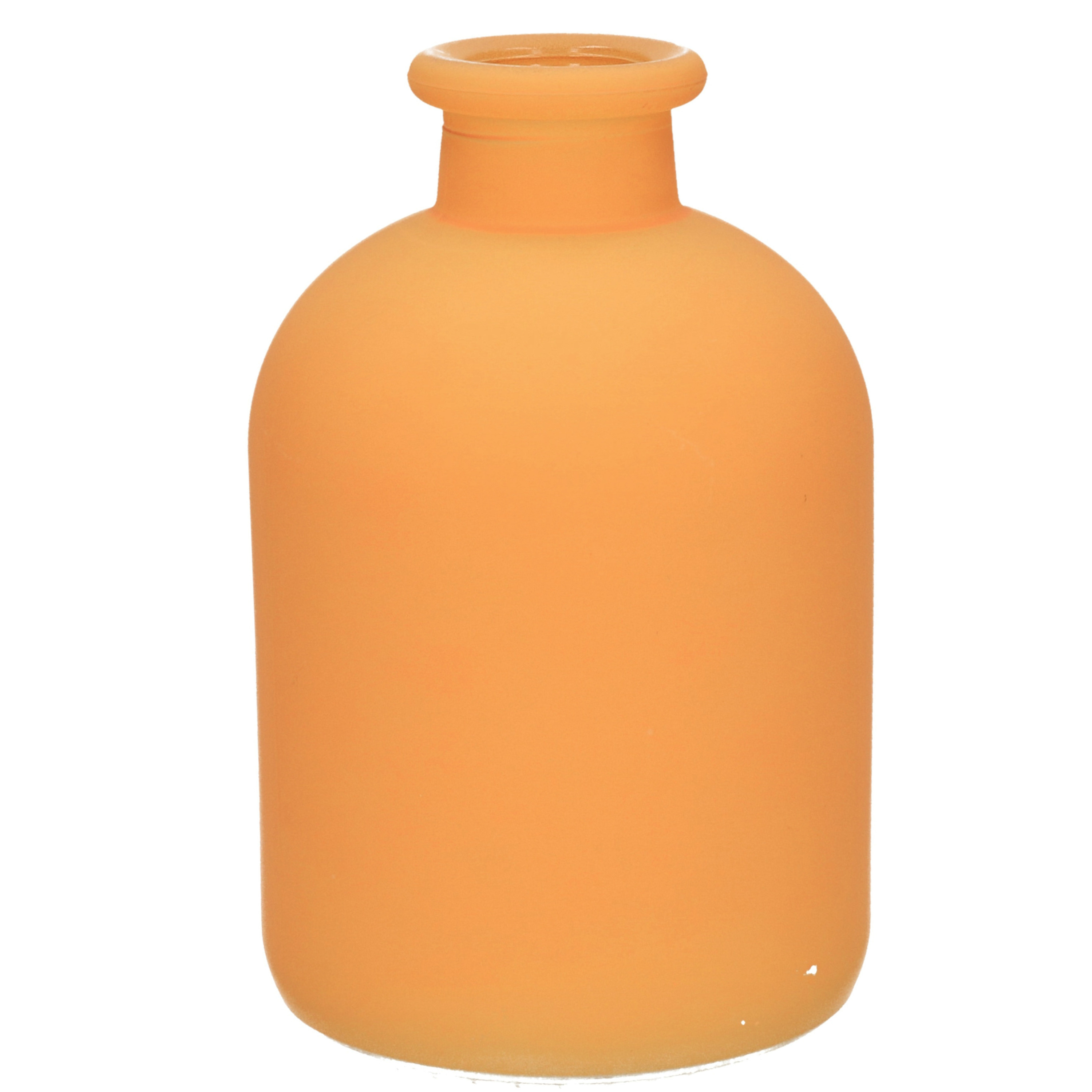 Jodeco Bloemenvaas Avignon - Fles model - glas - mat oranje - H17 x D11 cm -