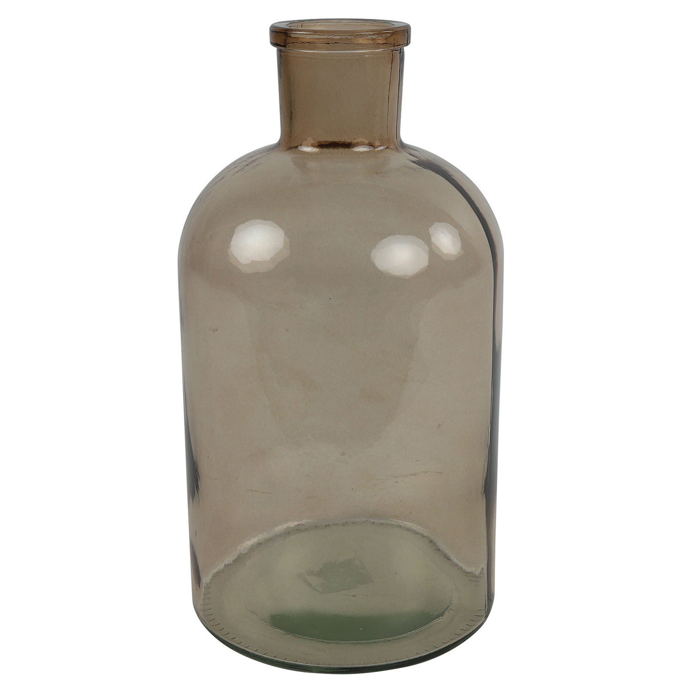 Countryfield vaas - lichtbruin/transparant - glas - apotheker fles - D14 x H27 cm -