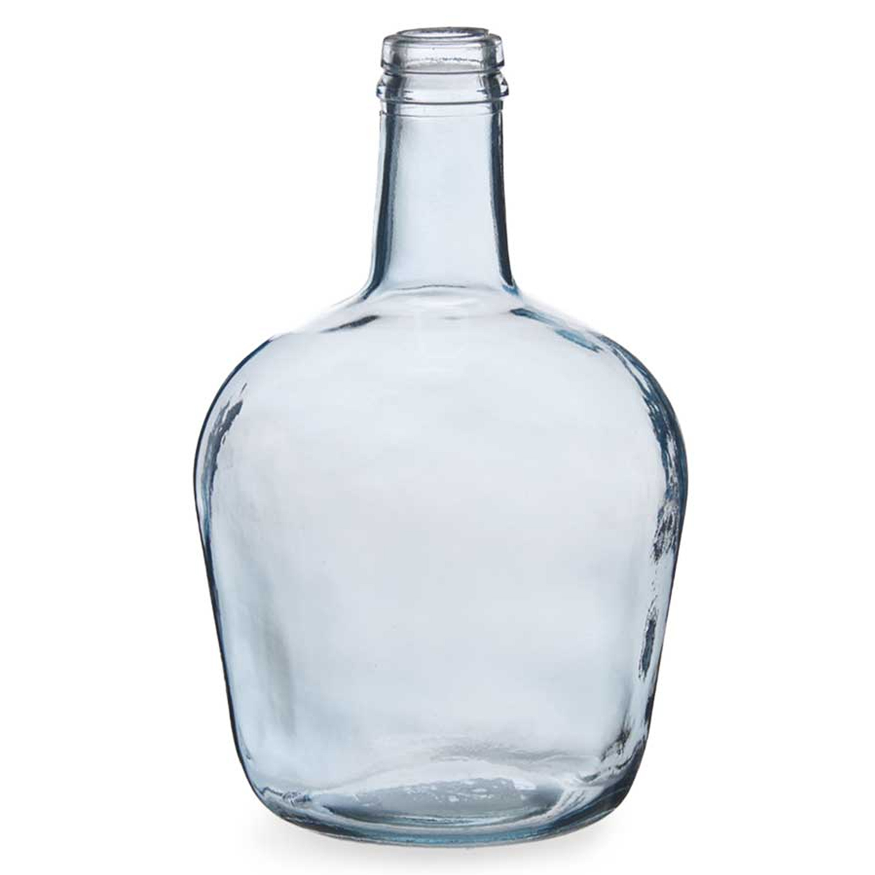 Giftdecor Bloemenvaas - flessen model - glas - blauw transparant - 19 x 31 cm -