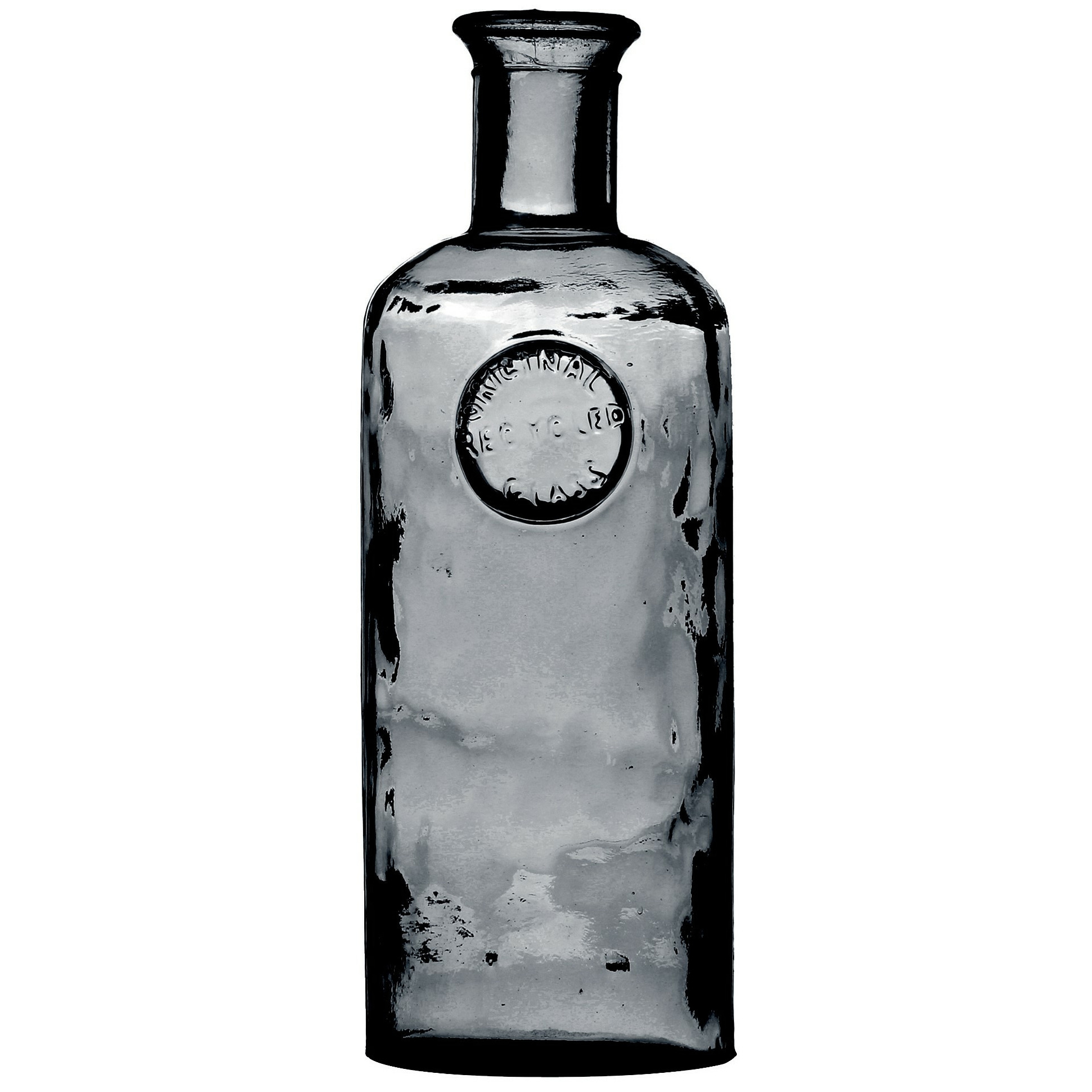 Natural Living Bloemenvaas Olive Bottle - smoke grijs transparant - glas - D13 x H27 cm - Fles vazen -