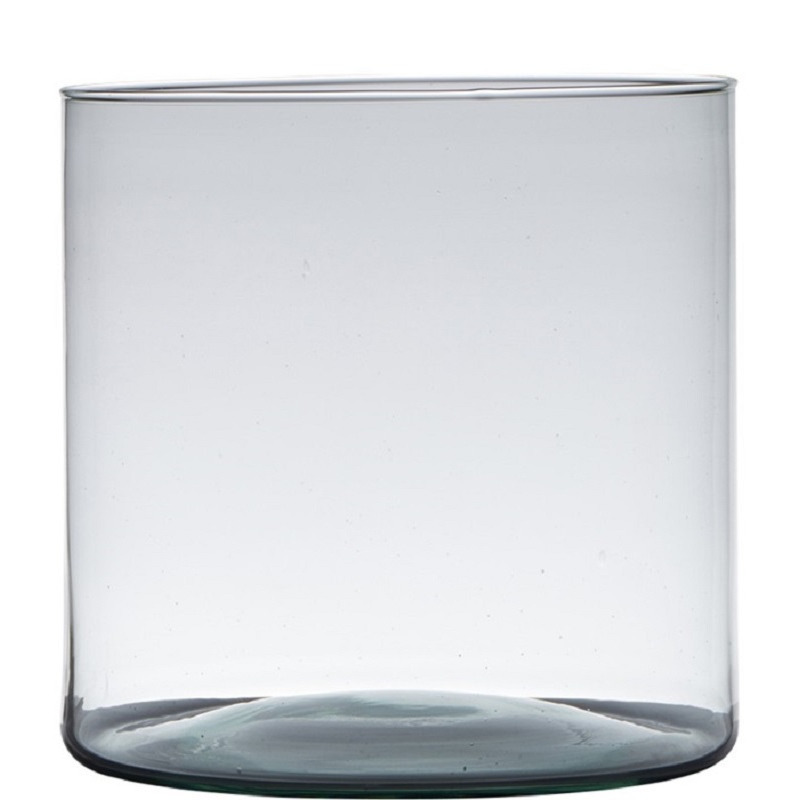 Hakbijl Glass Transparante home-basics cilinder vorm vaas/vazen van gerecycled glas 30 x 19 cm -