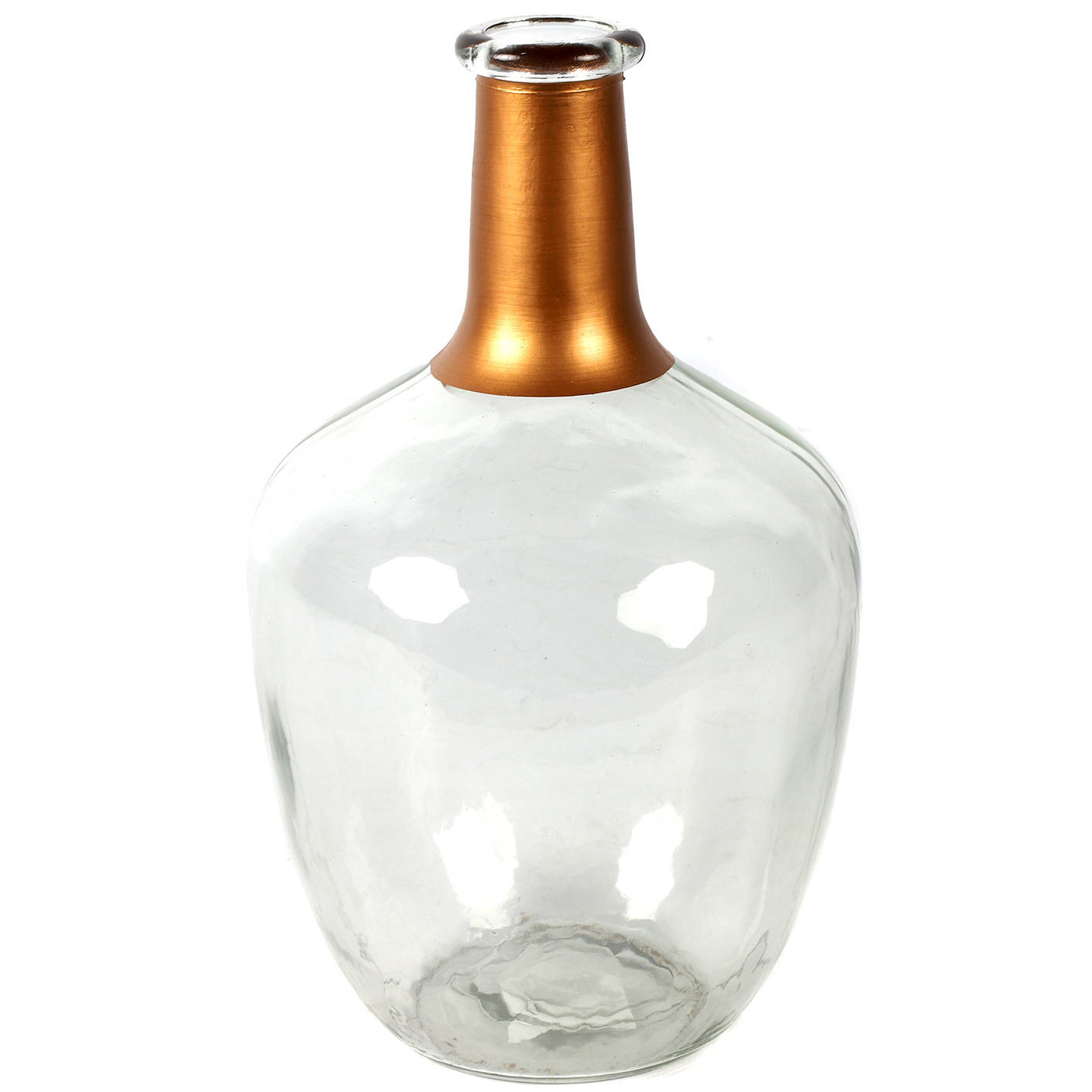 Countryfield Bloemenvaas Firm Big Bottle - helder transparant/koper - glas - D15 x H25 cm -