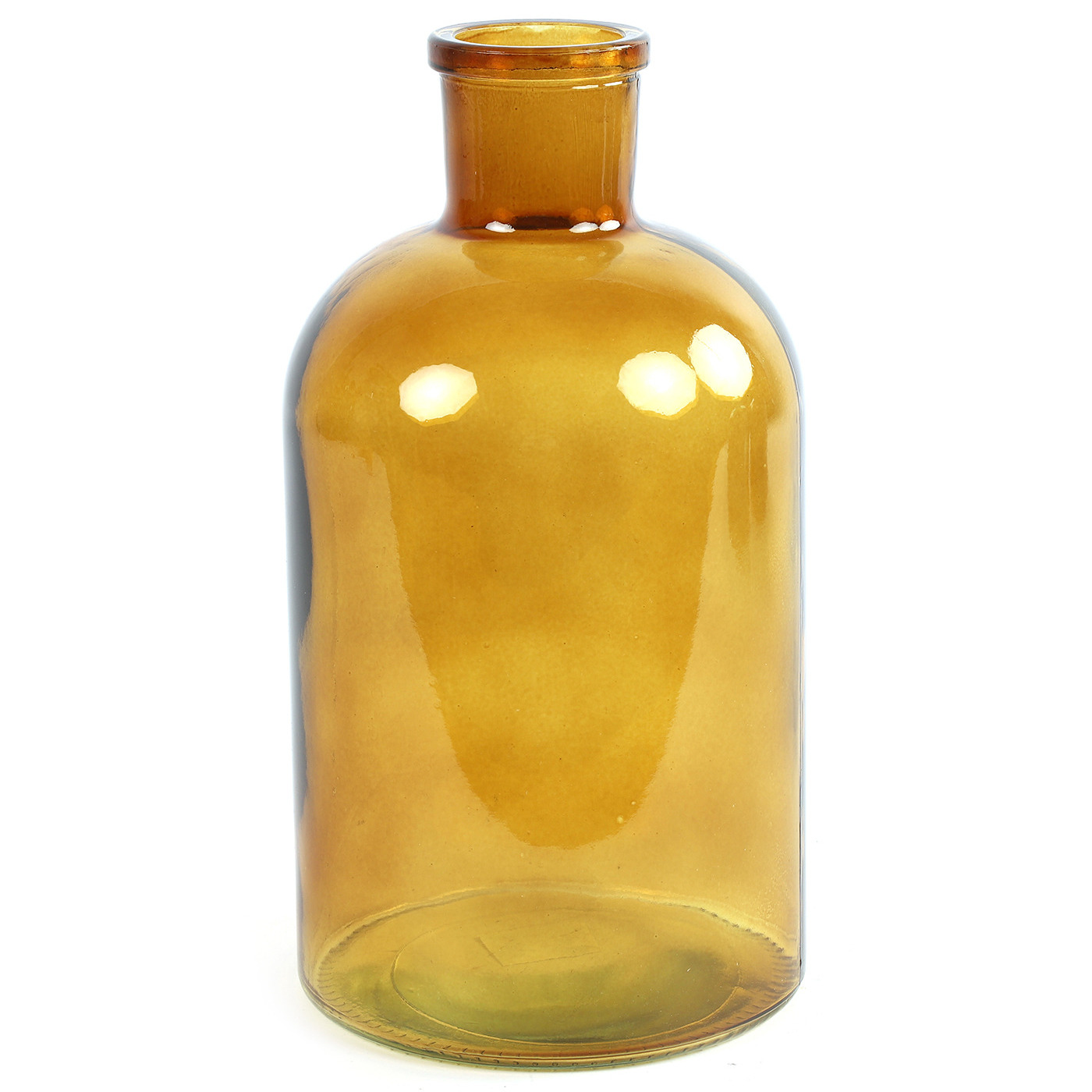 Countryfield vaas - goudgeel - glas - apotheker fles - D14 x H27 cm -