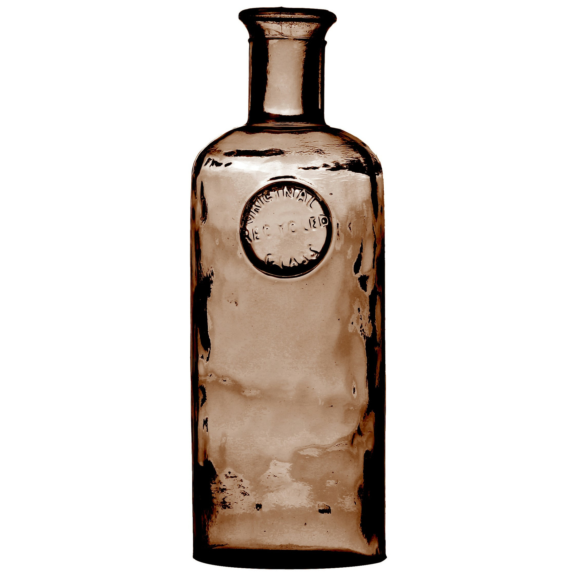 Natural Living Bloemenvaas Olive Bottle - kastanje transparant - glas - D13 x H35 cm - Fles vazen -