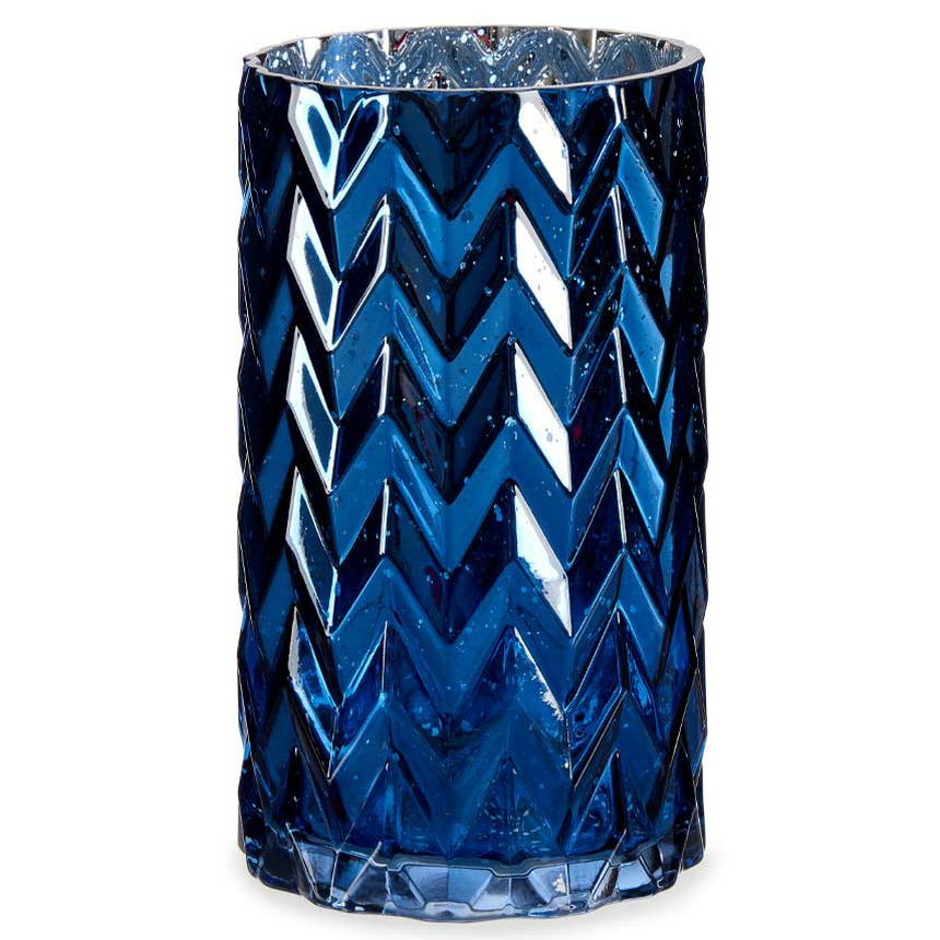 Giftdecor Bloemenvaas - luxe decoratie glas - blauw - 11 x 20 cm -