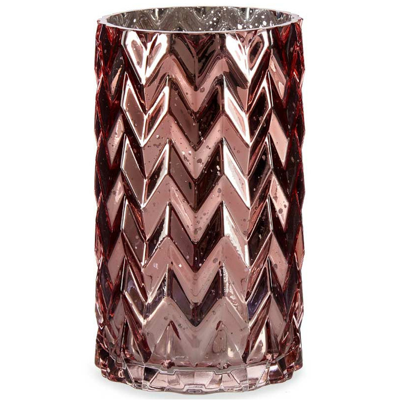 Giftdecor Bloemenvaas - luxe decoratie glas - roze - 11 x 20 cm -