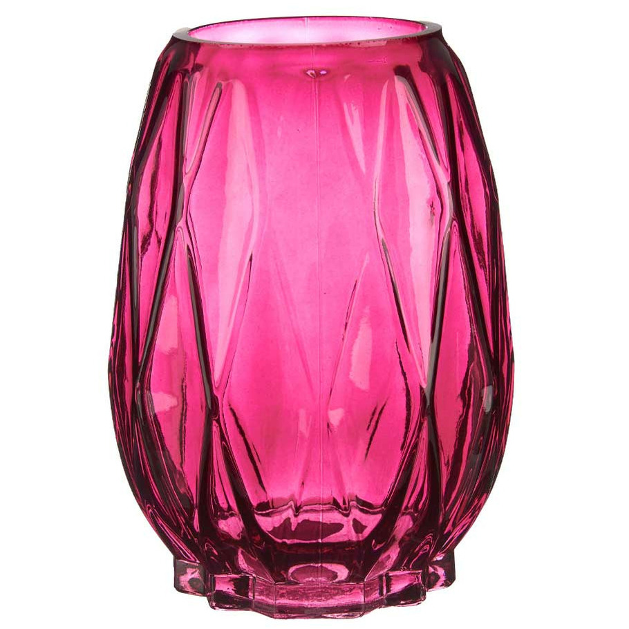 Giftdecor Bloemenvaas - luxe decoratie glas - roze - 13 x 19 cm -
