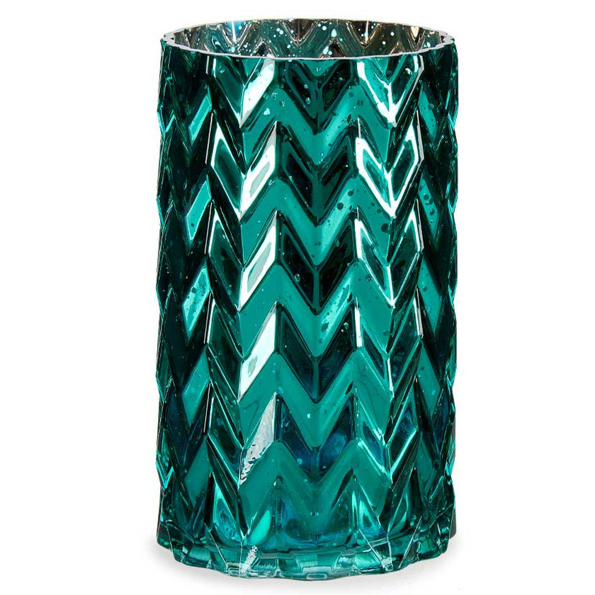 Giftdecor Bloemenvaas - luxe decoratie glas - turquoise blauw - 11 x 20 cm -