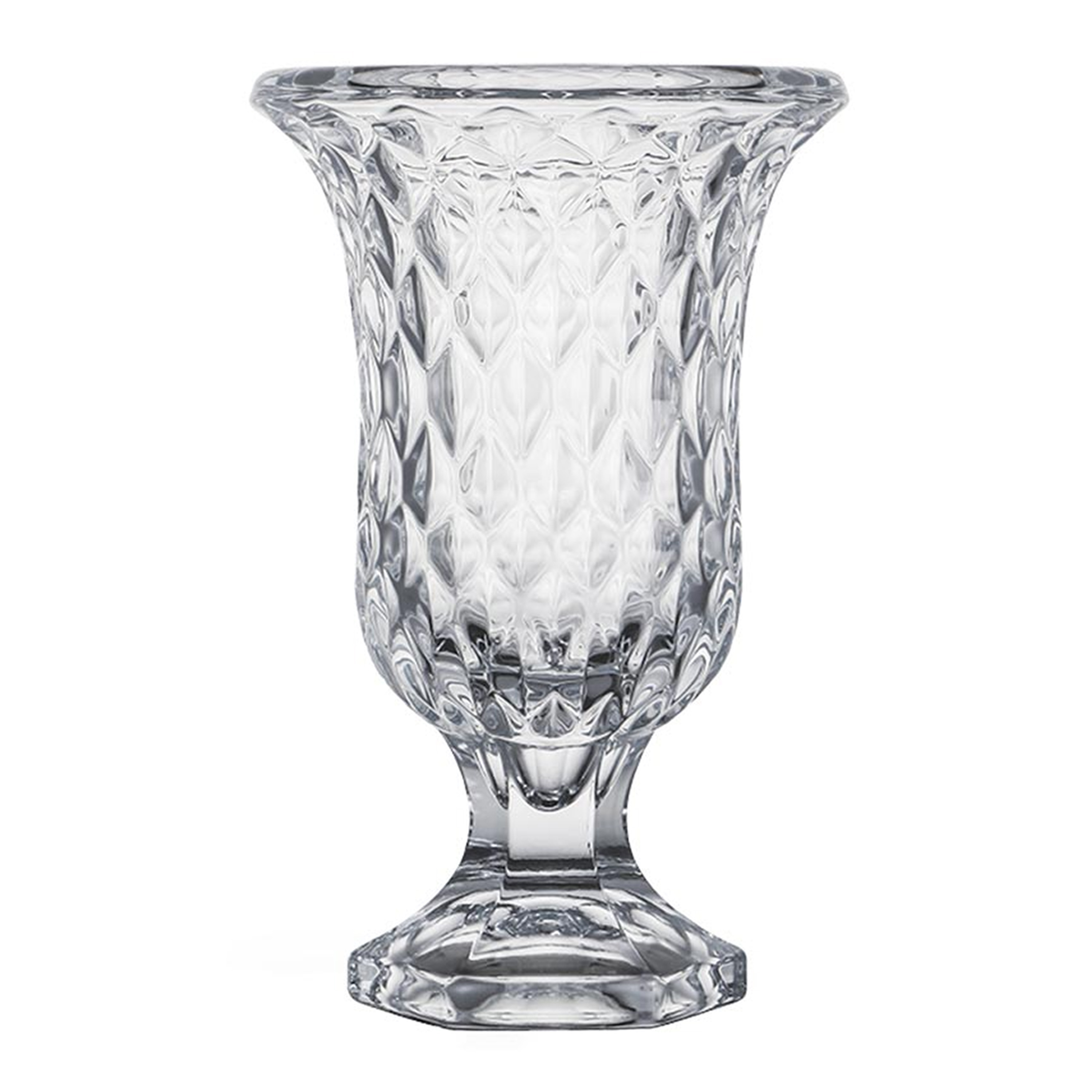 Giftdecor Bloemenvaas - Tulp model - Diamonds transparant glas - 15 x 24 cm -