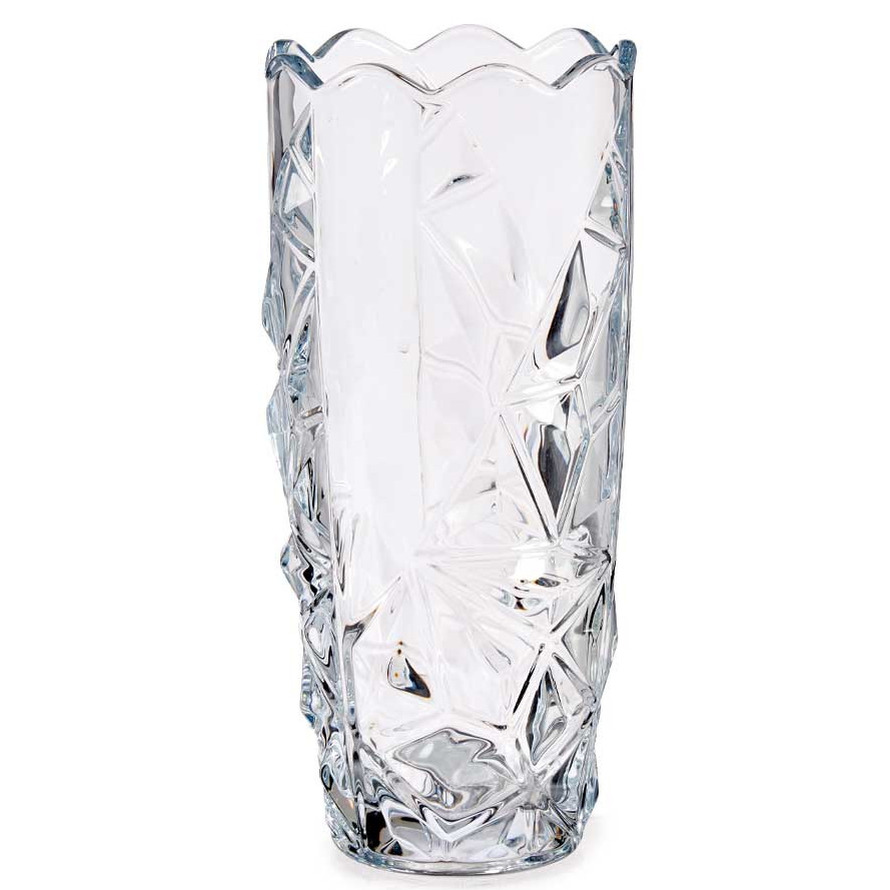 Giftdecor Bloemenvaas diamant relief 13,5 x 29 cm van glas -