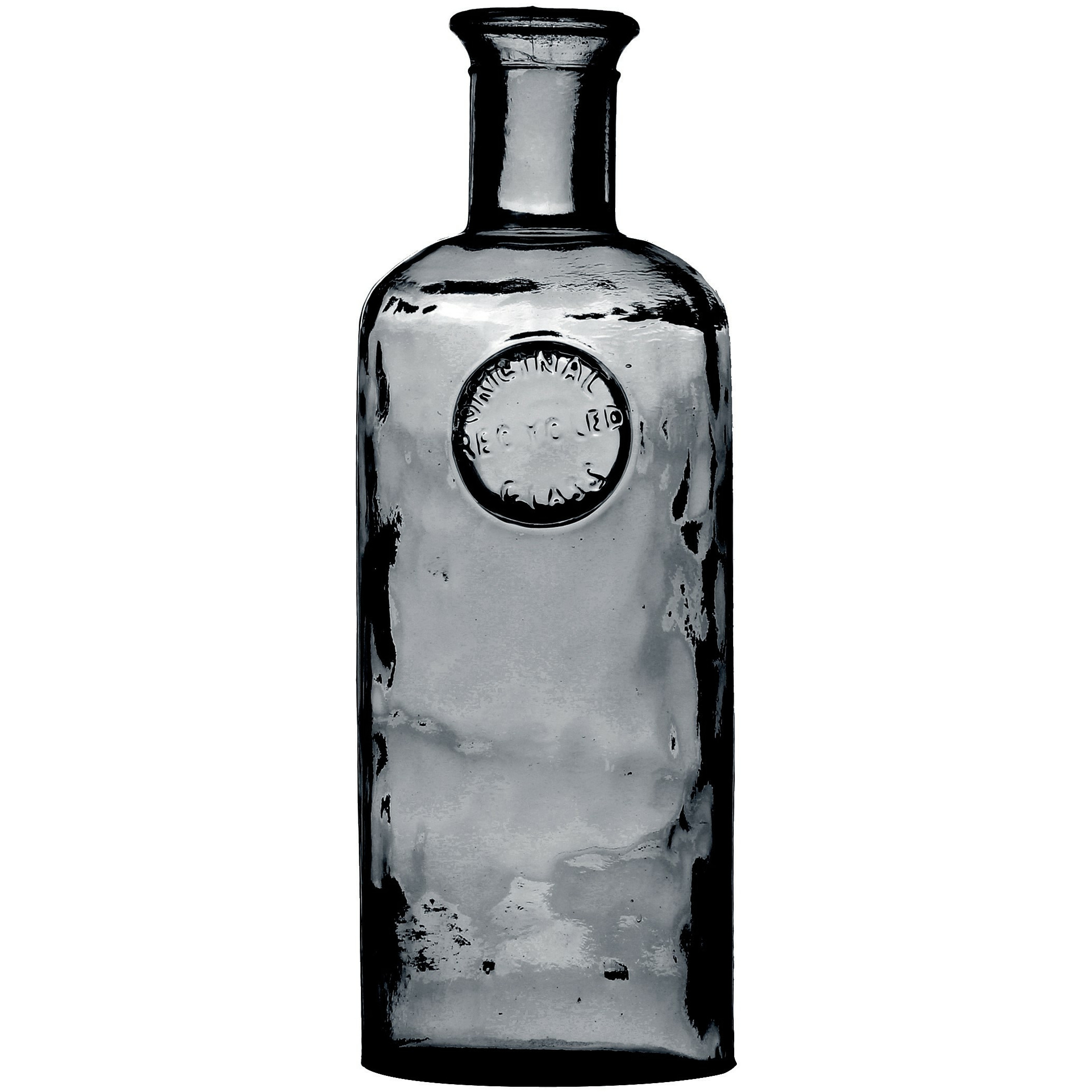 Natural Living Bloemenvaas Olive Bottle - smoke grijs transparant - glas - D13 x H35 cm - Fles vazen -
