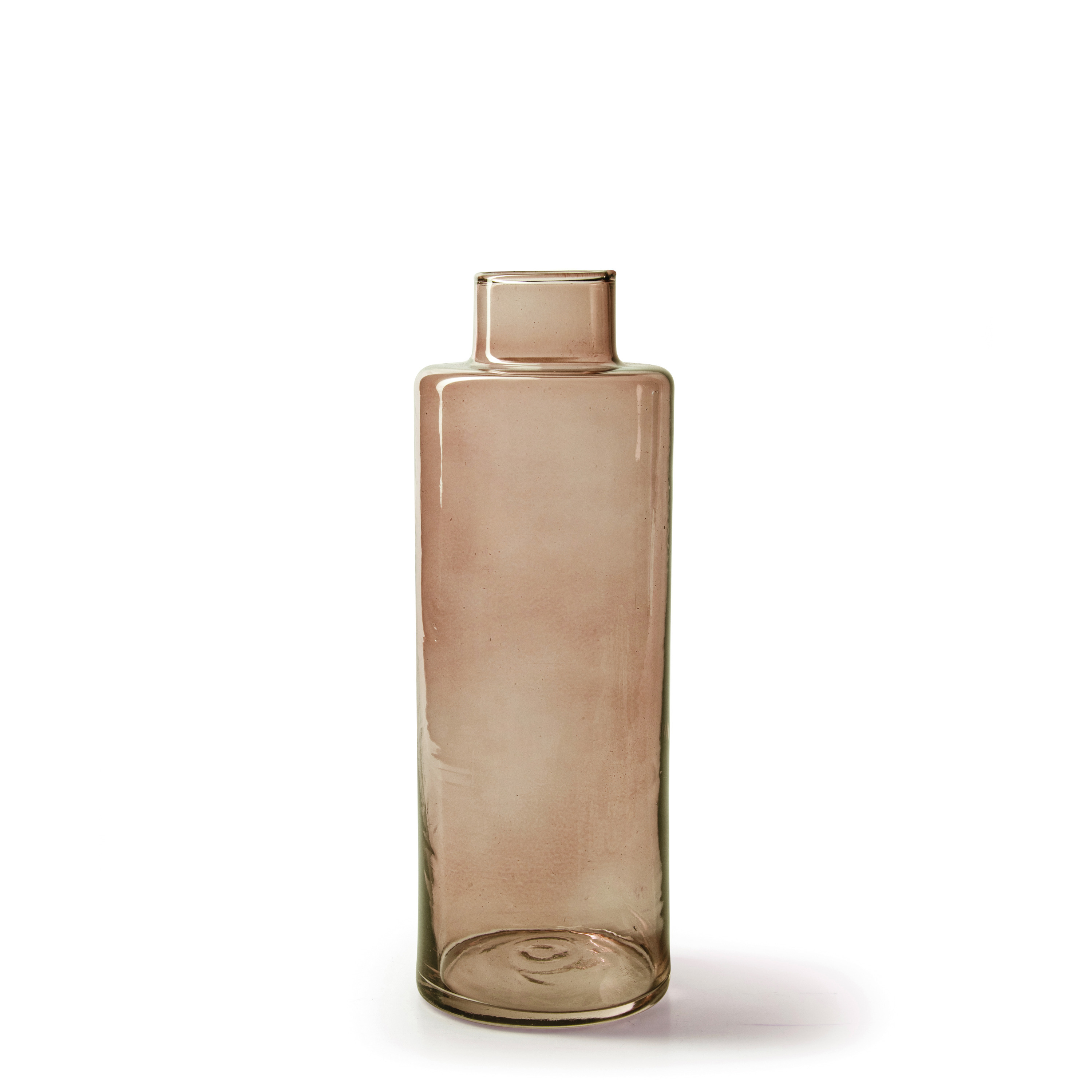 Jodeco Bloemenvaas Willem - transparant beige glas - D11,5 x H26 cm - fles vorm vaas -