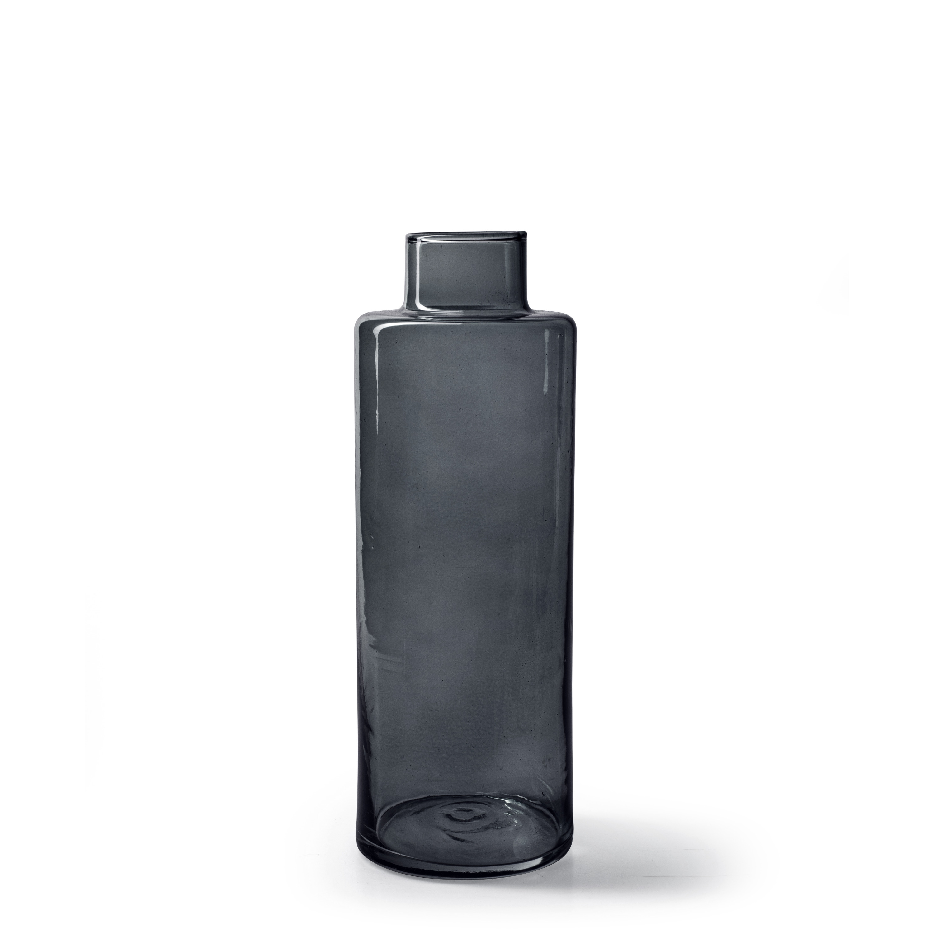 Jodeco Bloemenvaas Willem - transparant smoke glas - D11,5 x H26 cm - fles vorm vaas -