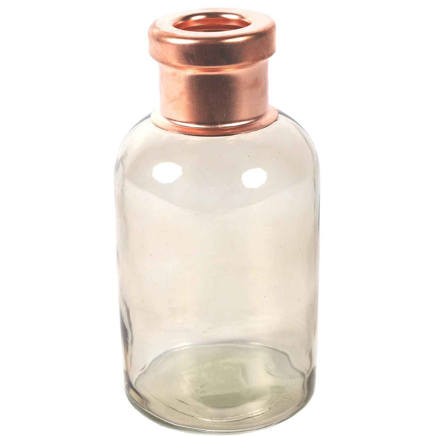 Countryfield Bloemenvaas Firm Bottle - transparant beige/koper - glas - D10 x H21 cm -