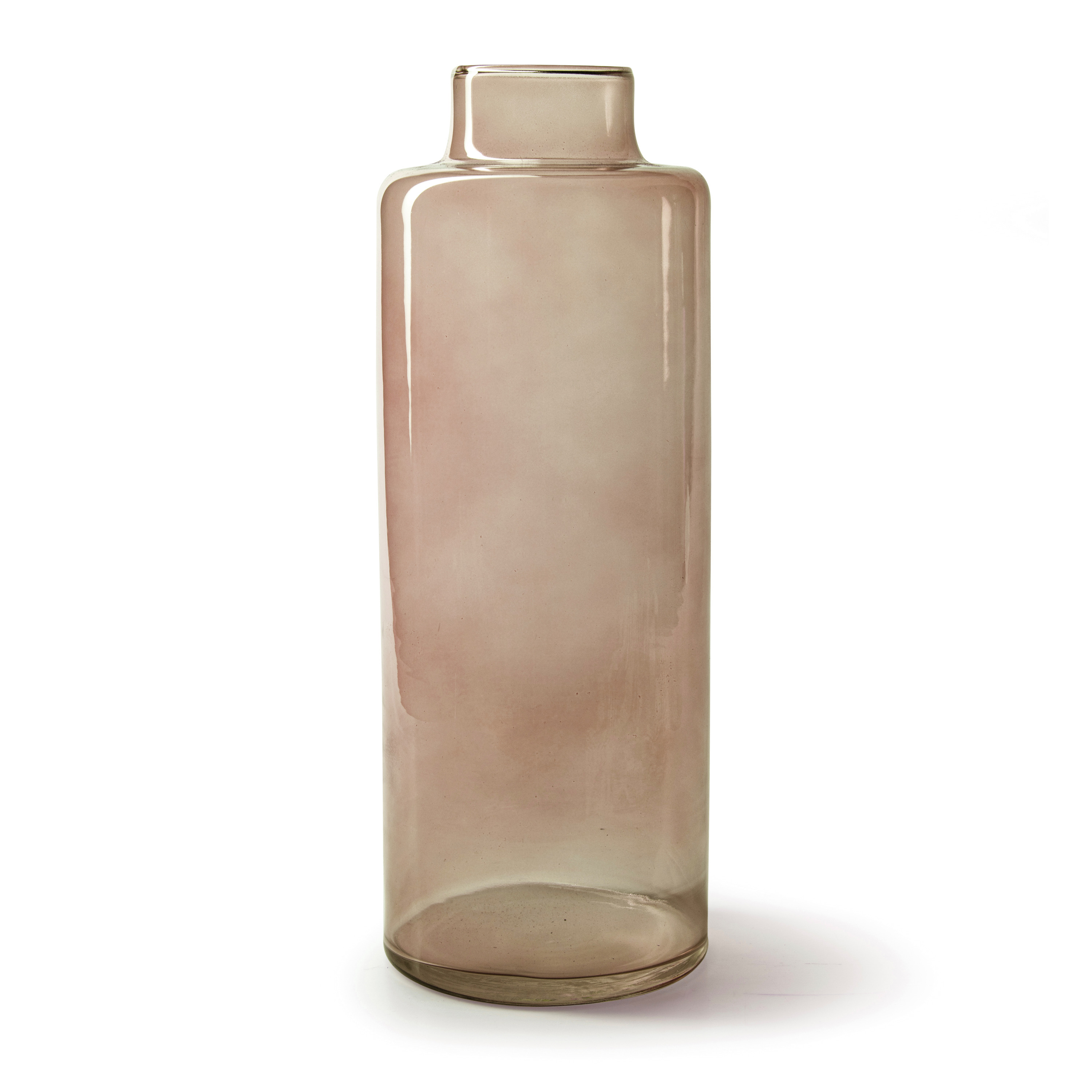 Jodeco Bloemenvaas Willem - transparant beige glas - D11,5 x H32 cm - fles vorm vaas -