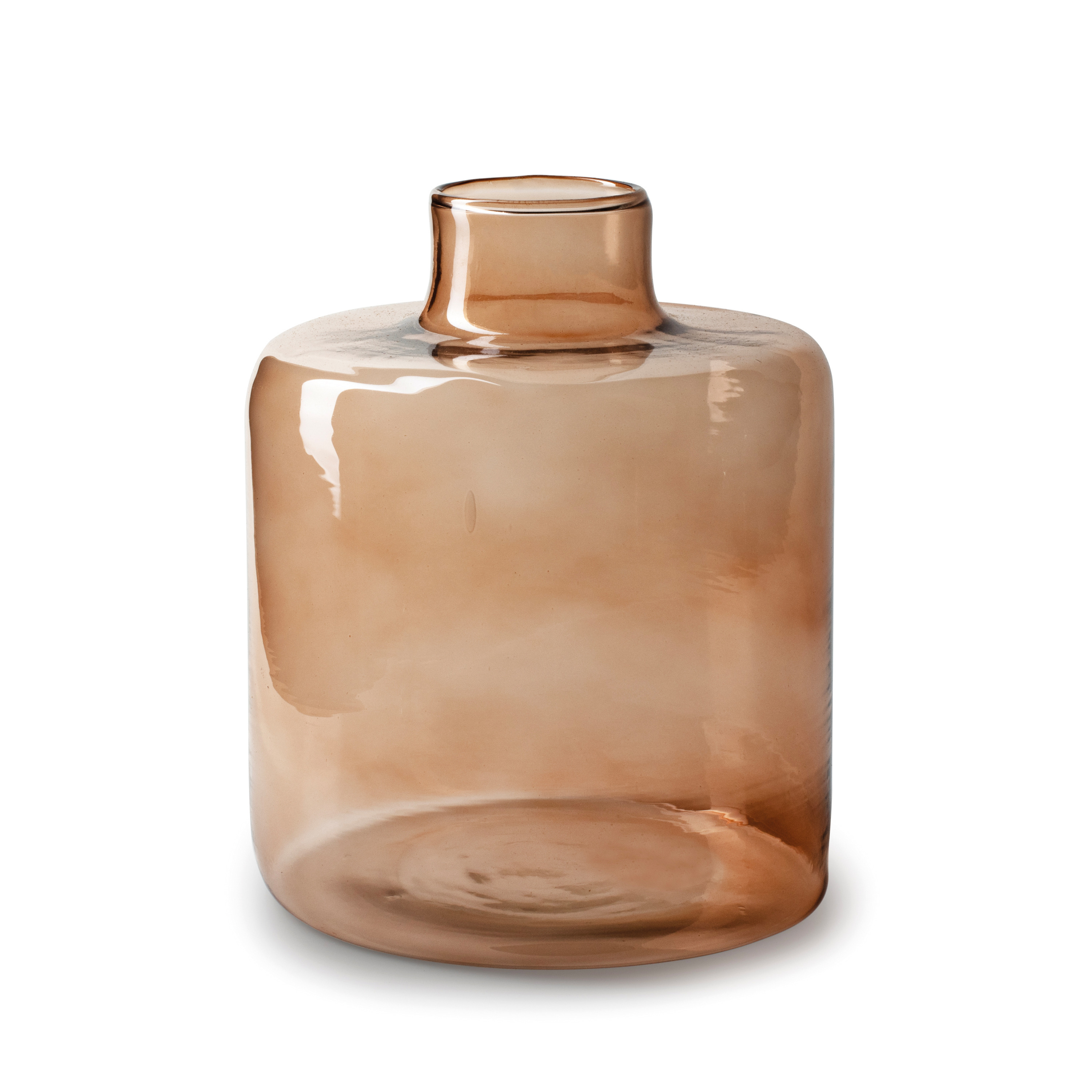 Jodeco Bloemenvaas Willem - transparant beige glas - D19 x H23 cm - fles vorm vaas -
