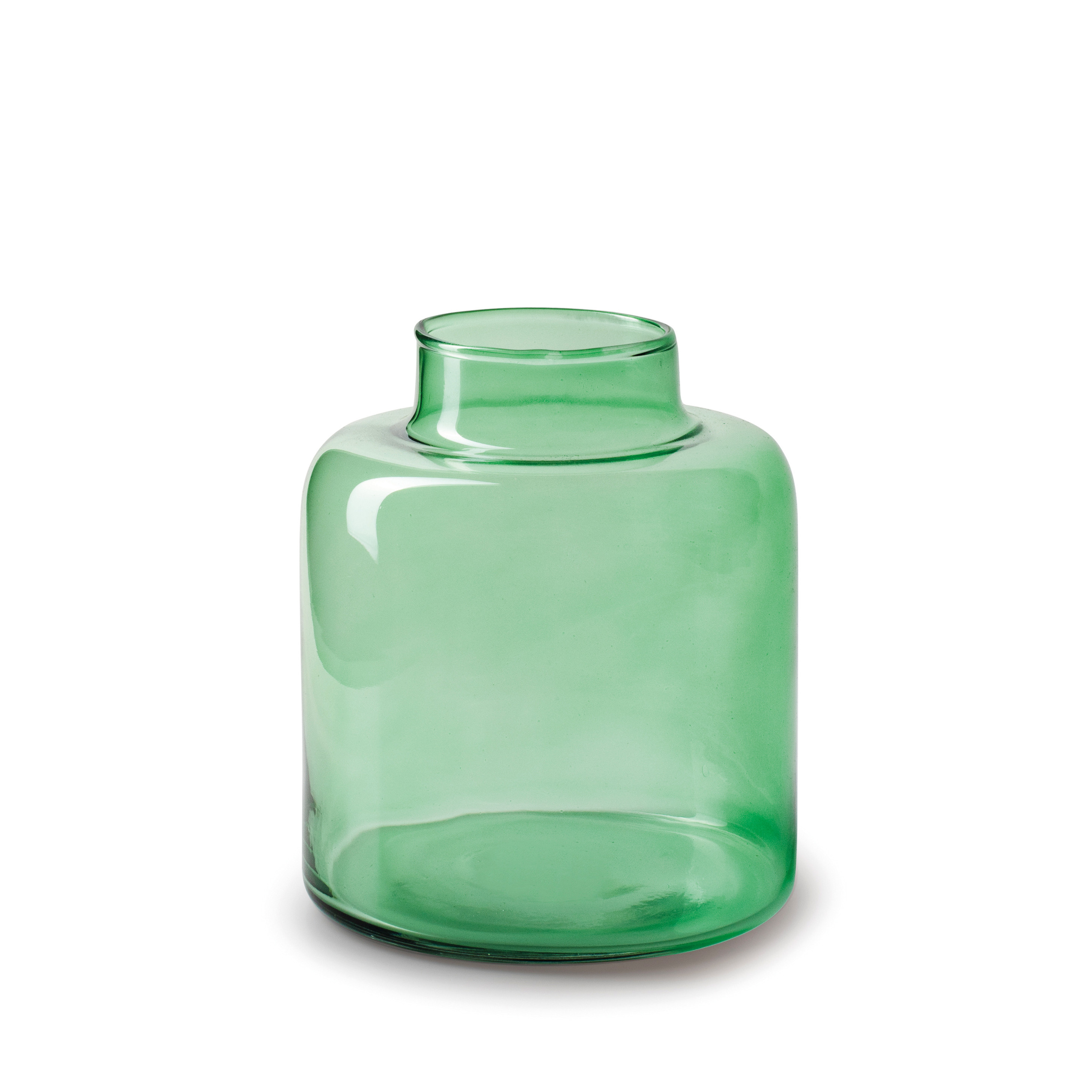 Jodeco Bloemenvaas Willem - transparant groen glas - D19 x H17 cm - fles vorm vaas -