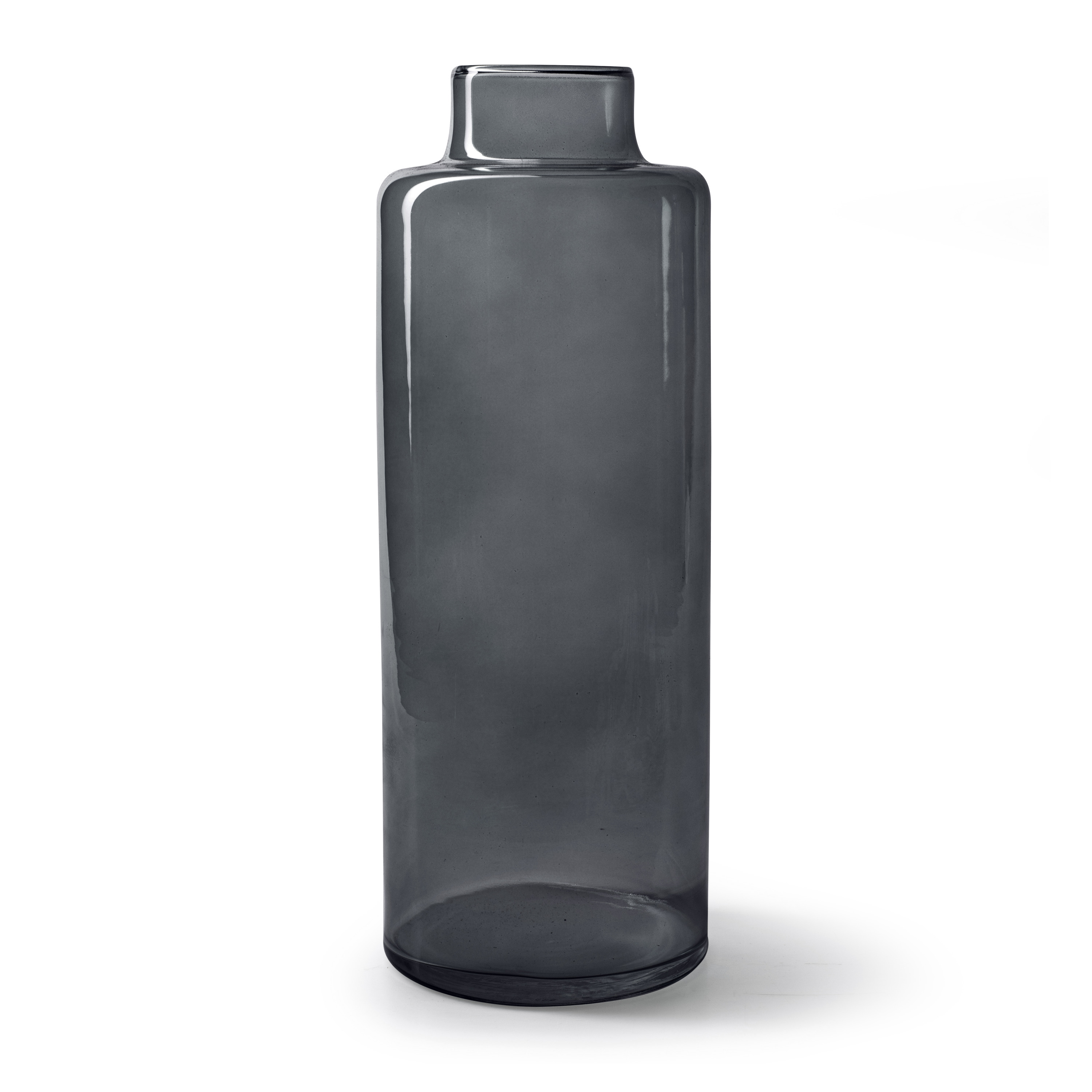 Jodeco Bloemenvaas Willem - transparant smoke glas - D11,5 x H32 cm - fles vorm vaas -