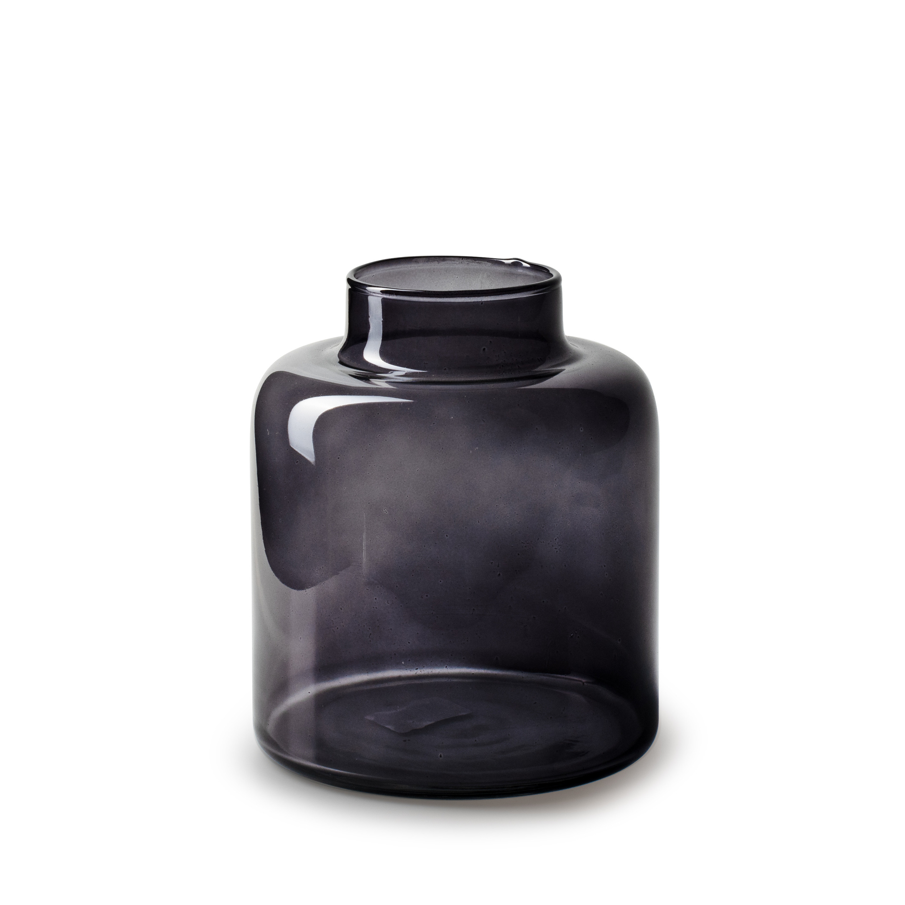 Jodeco Bloemenvaas Willem - transparant smoke glas - D19 x H17 cm - fles vorm vaas -