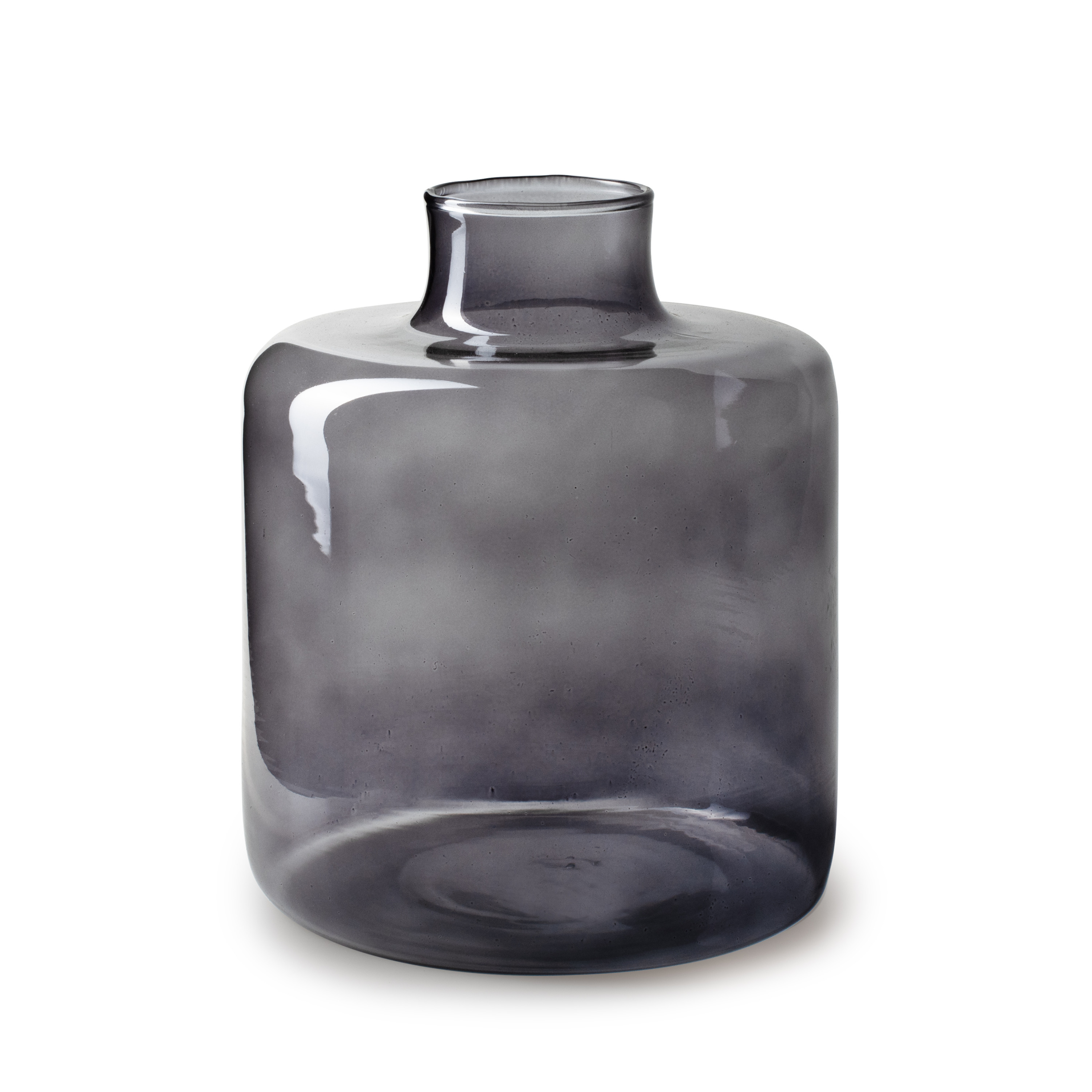 Jodeco Bloemenvaas Willem - transparant smoke glas - D19 x H23 cm - fles vorm vaas -