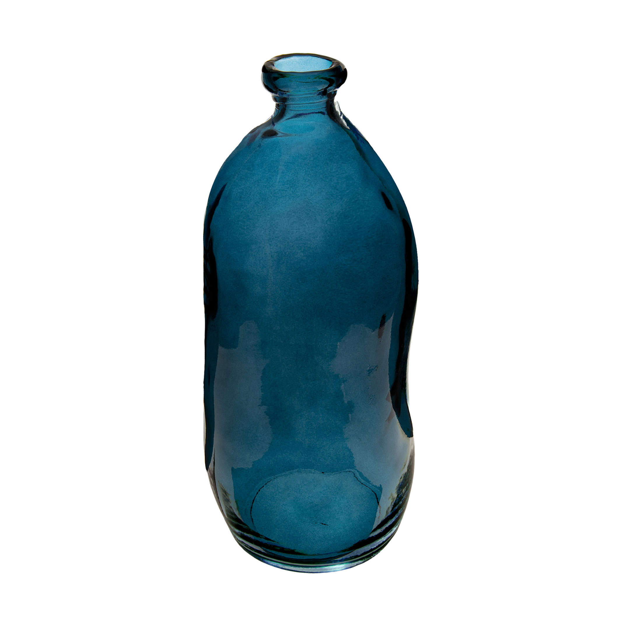 Vase Dame Jeanne - recyceltes Glas - sturmblau h 35 cm Atmosphera Blau