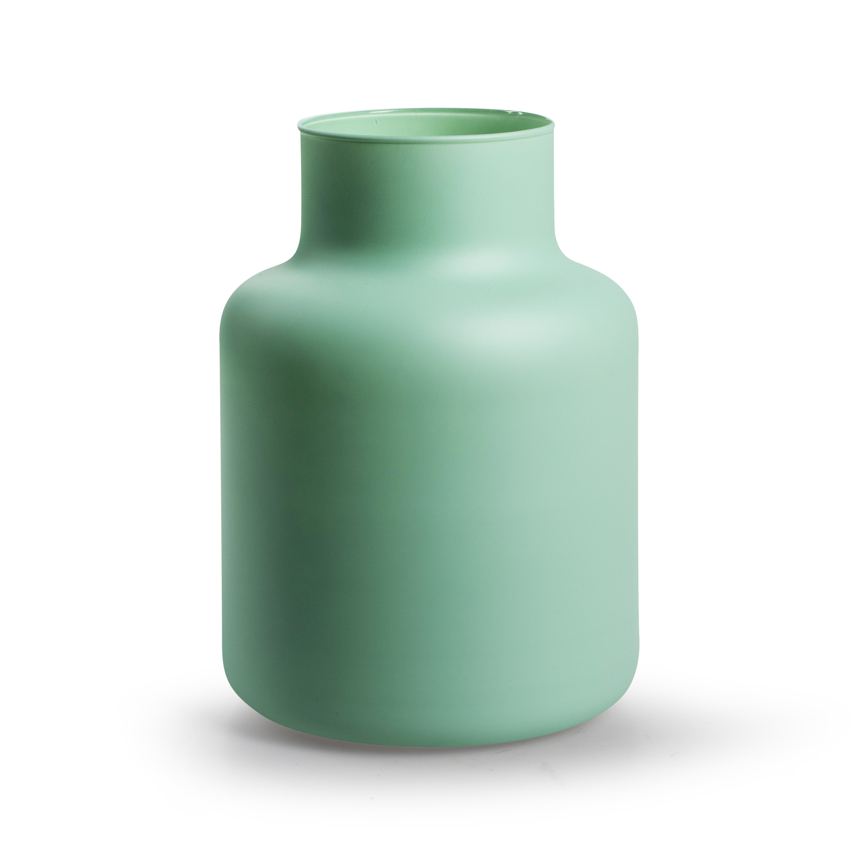 Jodeco Bloemenvaas Gigi - mat groen - eco glas - D14,5 x H20 cm - melkbus vaas -