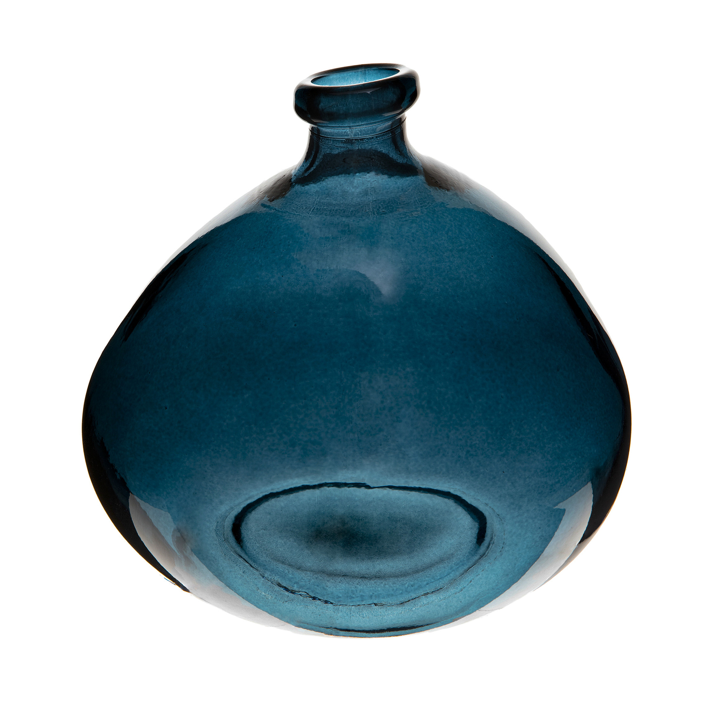 Atmosphera - Runde Vase - recyceltes Glas - sturmblau - D23 cm Blau
