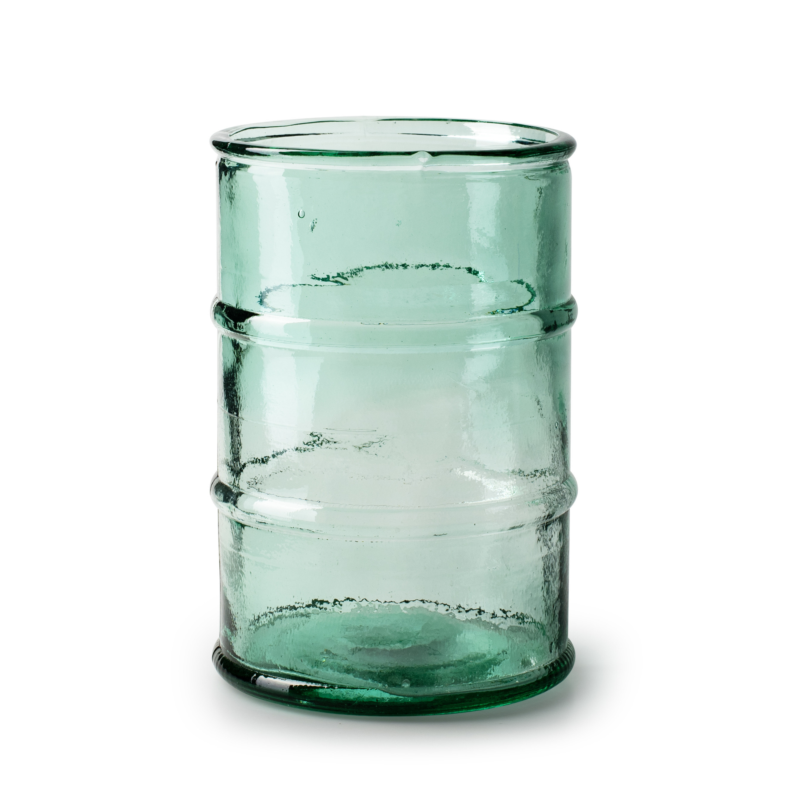 Jodeco Bloemenvaas Barril - transparant blauw - eco glas - D16 x H23 cm - cilinder vaas -