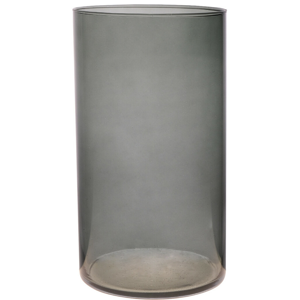 Merkloos Bloemenvaas Neville - donkergrijs transparant - glas - D16 x H30 cm -