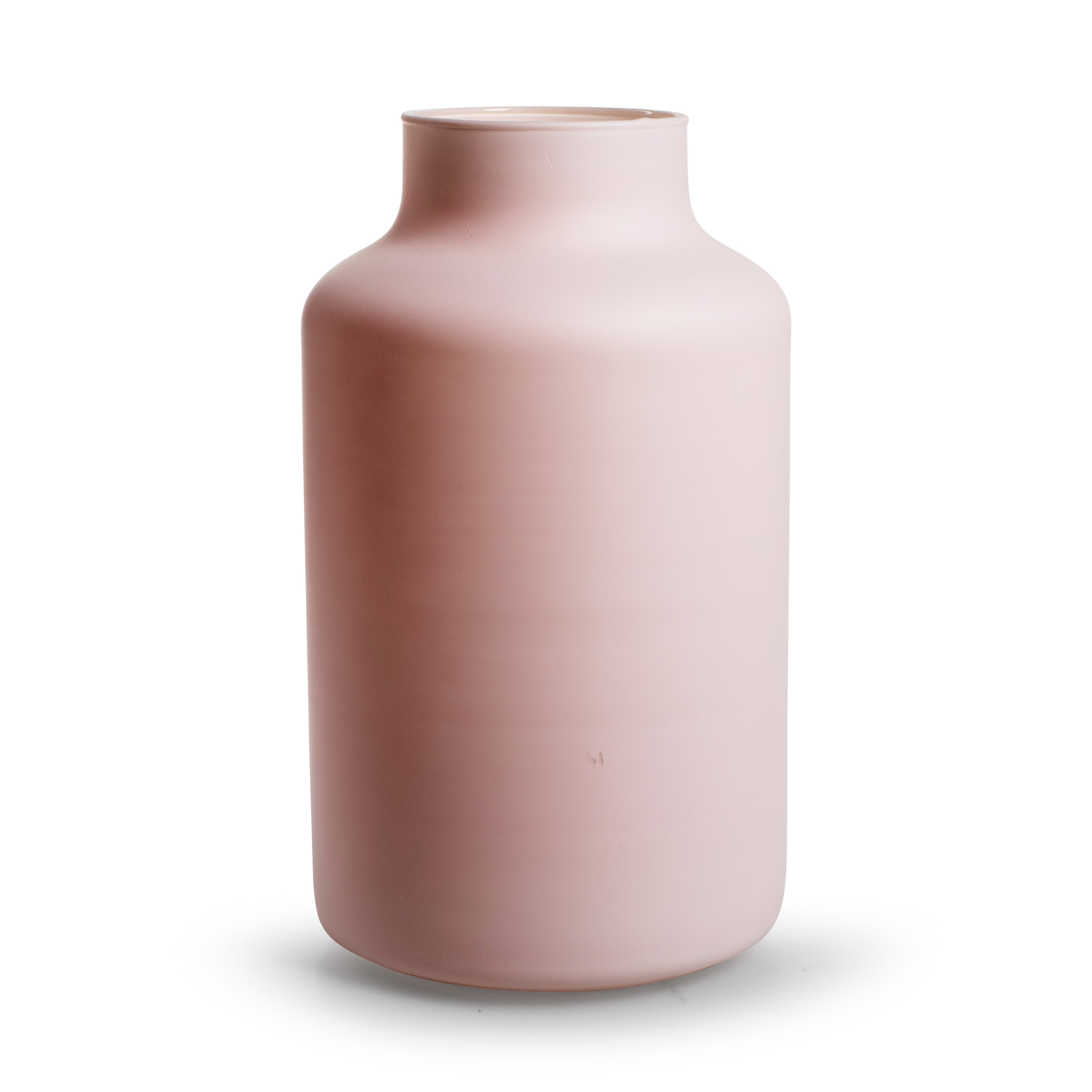 Jodeco Bloemenvaas Gigi - mat roze - eco glas - D14,5 x H25 cm - melkbus vaas -