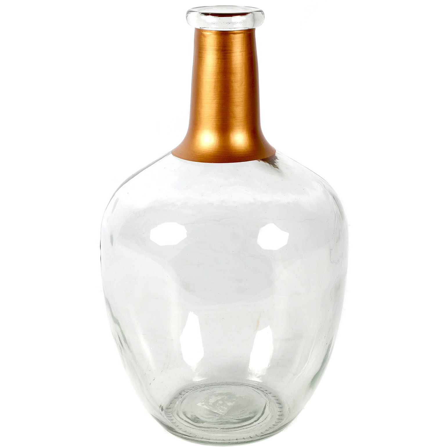 Countryfield Bloemenvaas Firm Big Bottle - helder transparant/koper - glas - D18 x H30 cm -