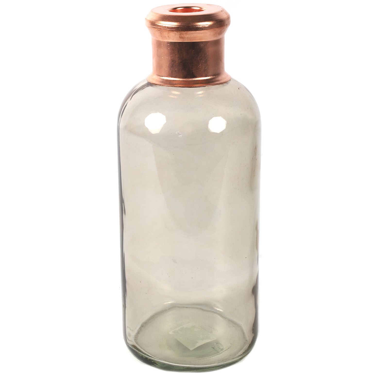 Countryfield Bloemenvaas Firm Bottle - transparant beige/koper - glas - D11 x H27 cm -